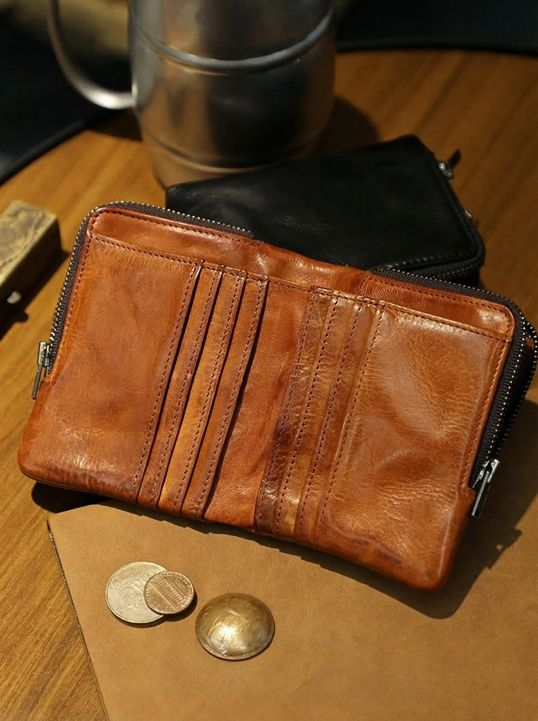 Vegetable-Tanned Leather Zip-Around Wallet - Image 3