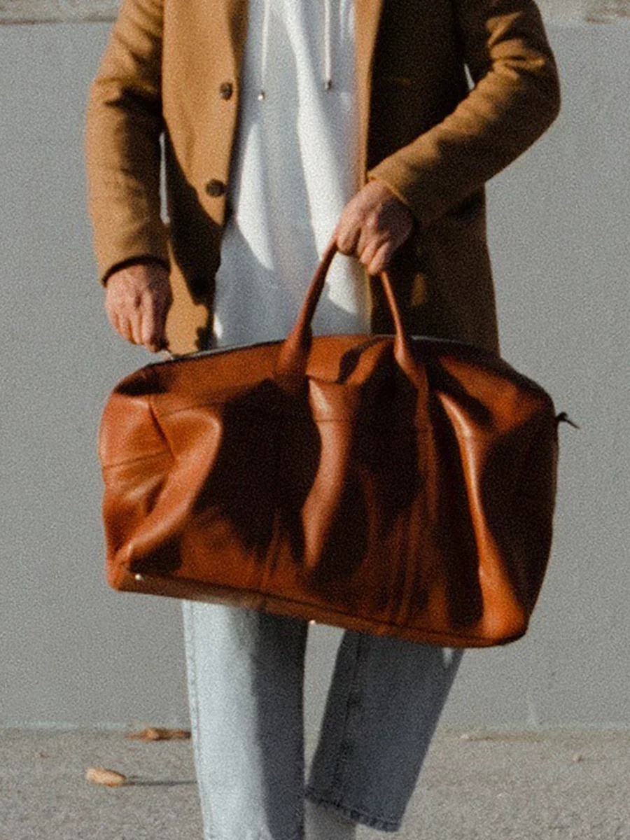 Vegetable-Tanned Top-Grain Leather Weekender - Image 4