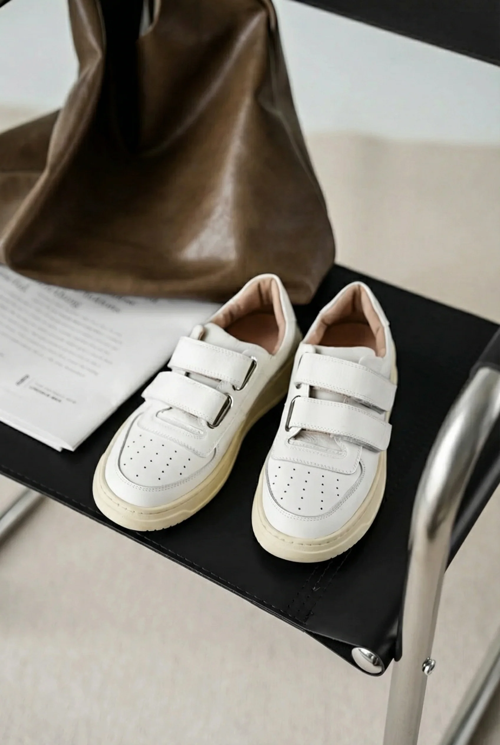 Velcro-Strap Leather Sneakers - Image 3