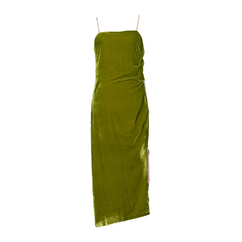 Velvet Ruche Slip Dress - Image 3