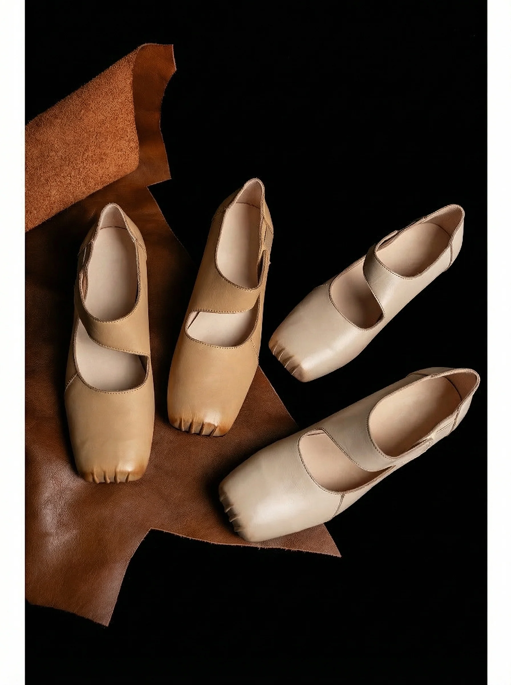 Venus Square-Toe Leather Flats - Image 2