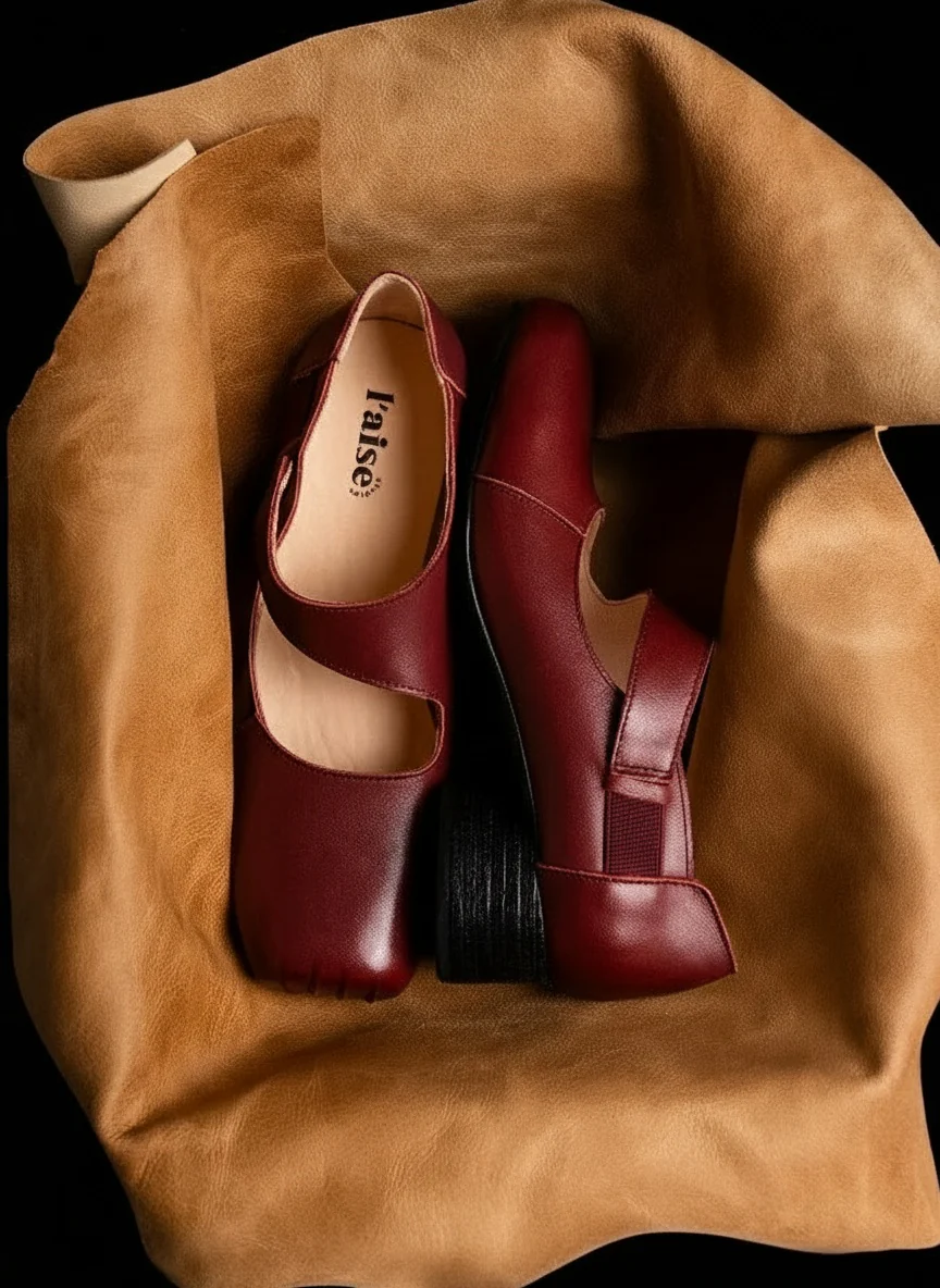 Venus Square-Toe Leather Flats - Image 4