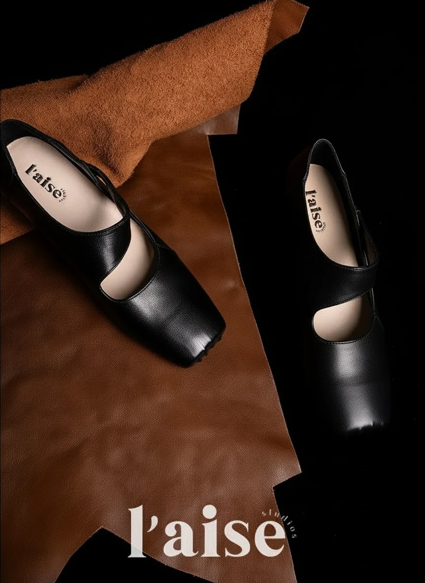 Venus Square-Toe Leather Flats - Image 5