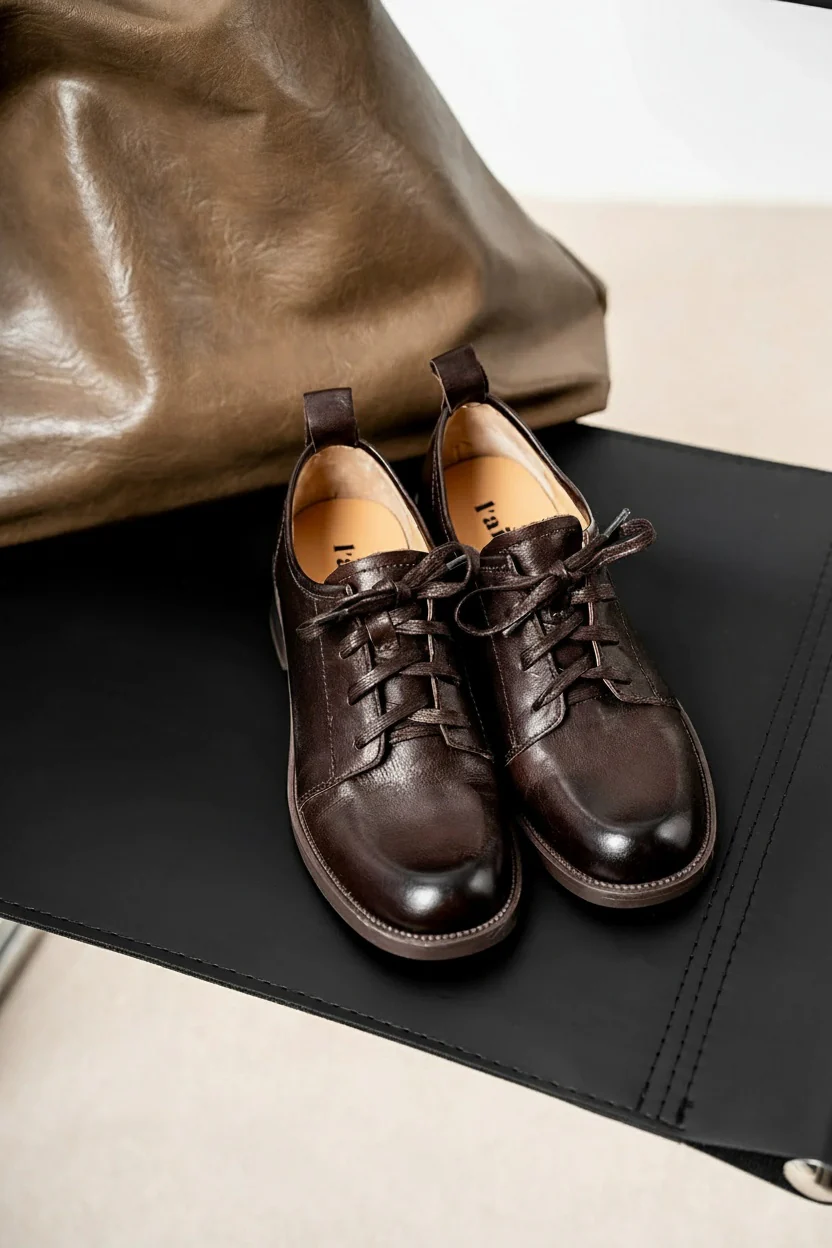 Vintage Calfskin Lace-Up Loafers