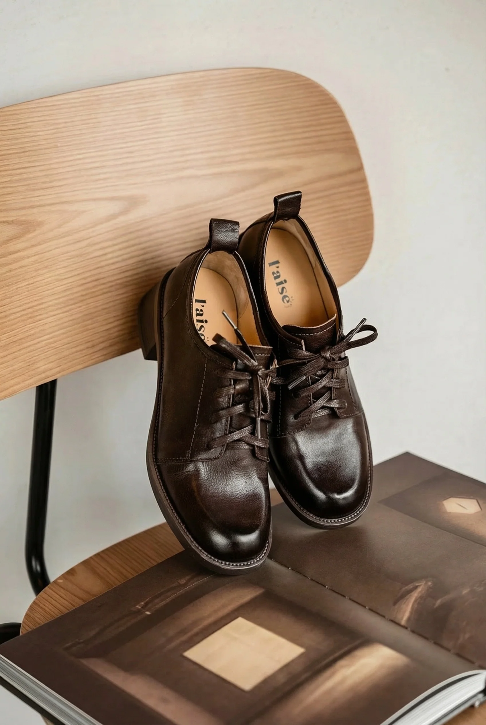 Vintage Calfskin Lace-Up Loafers - Image 5