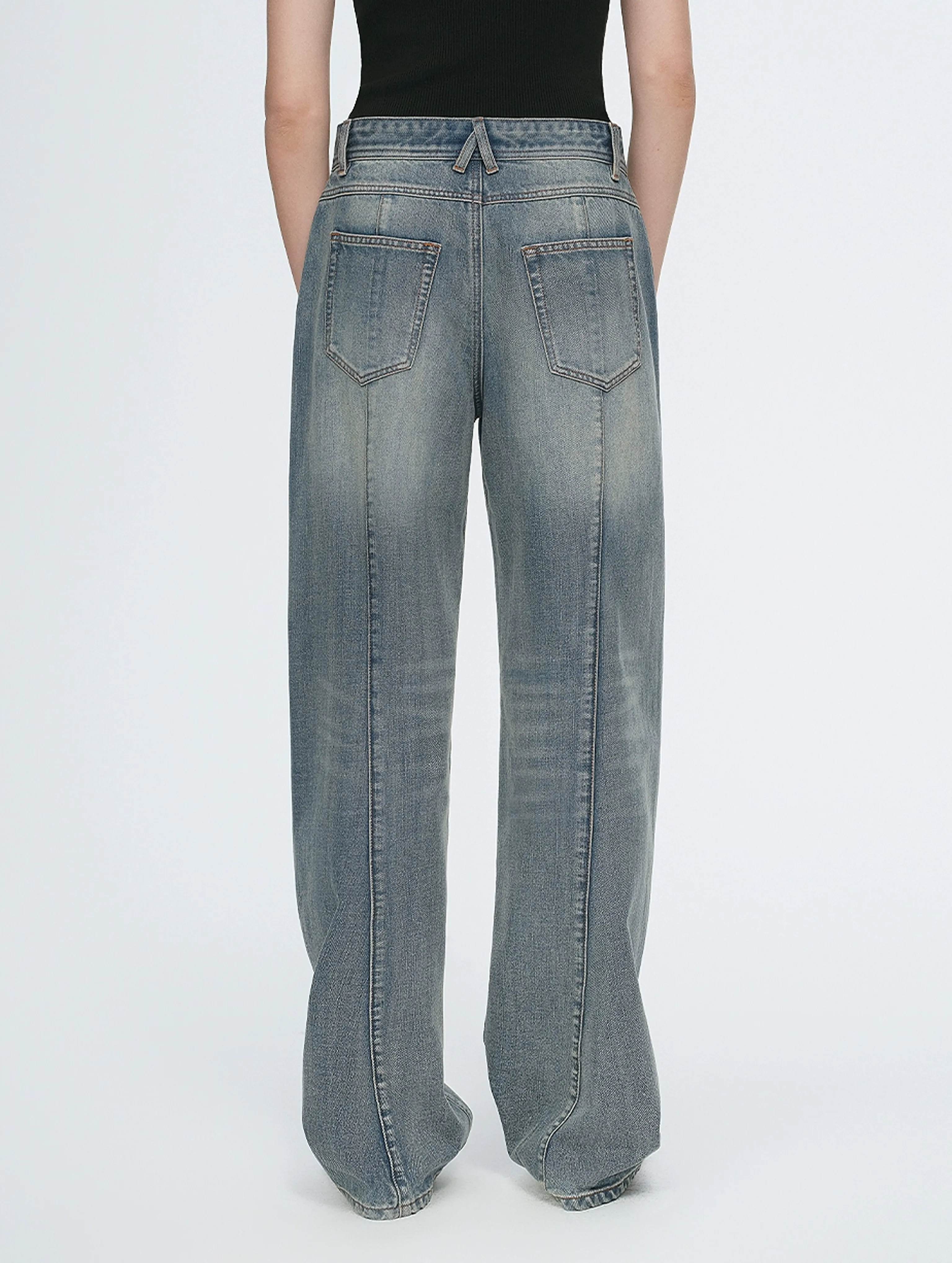Vintage Grey-Blue Wide-Leg Jeans - Image 2