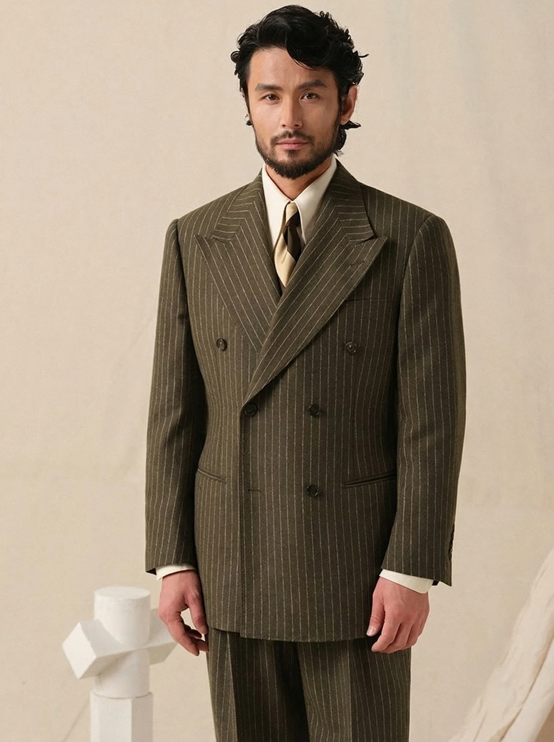 Vintage Pinstripe Double-Breasted Suit - Image 2