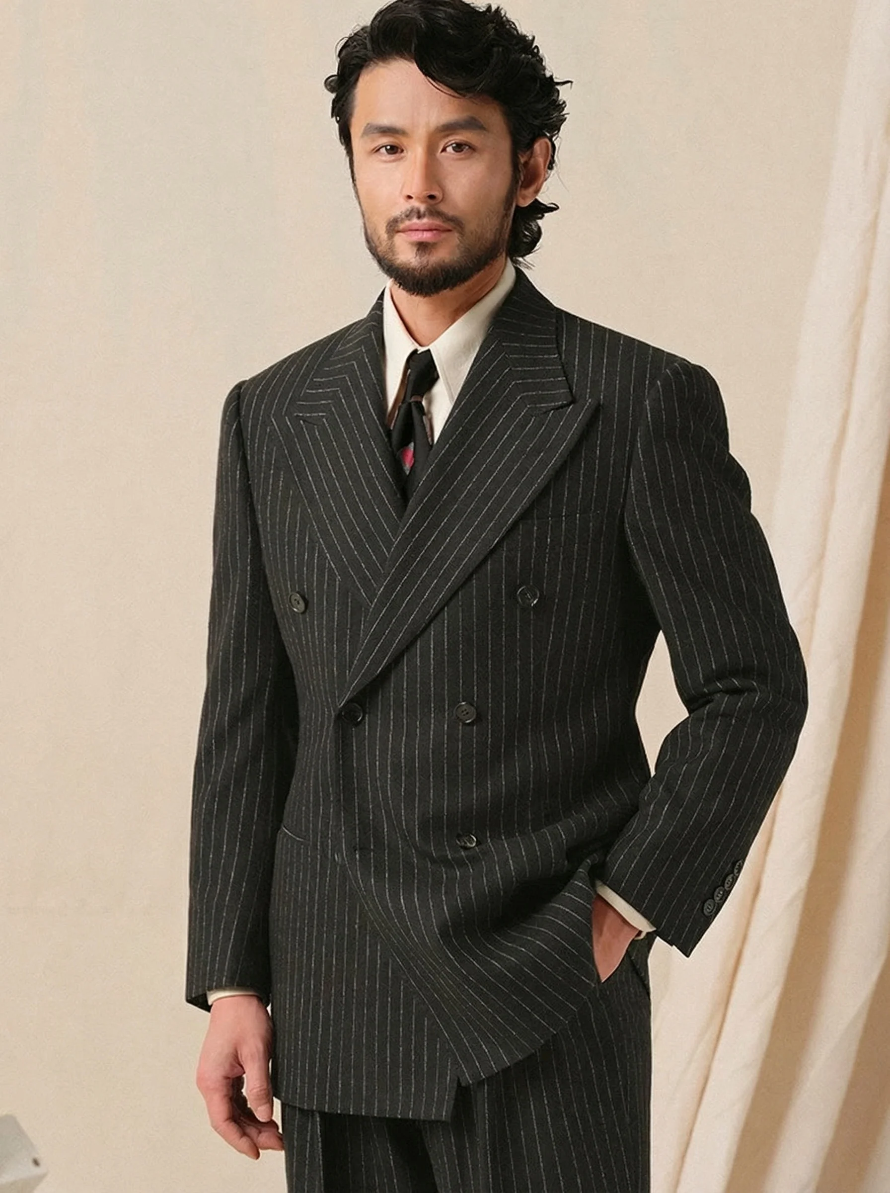 Vintage Pinstripe Double-Breasted Suit - Image 3