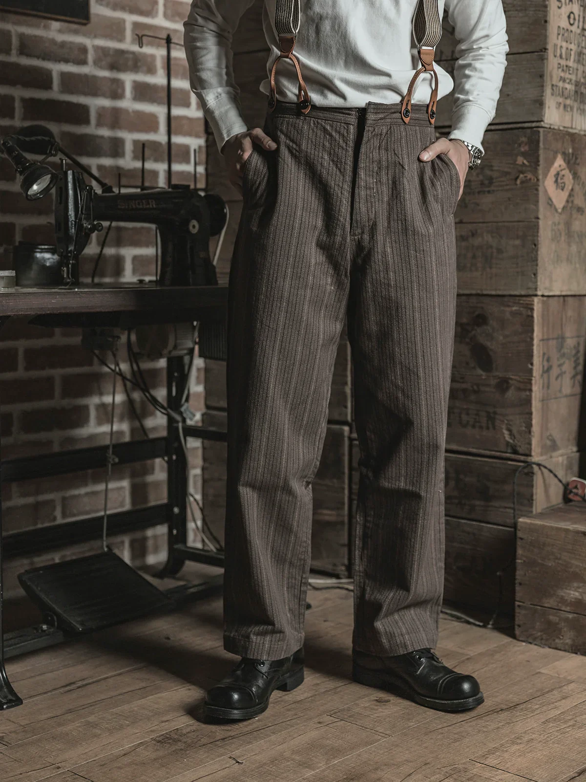 Vintage Pinstripe Trousers - Image 2