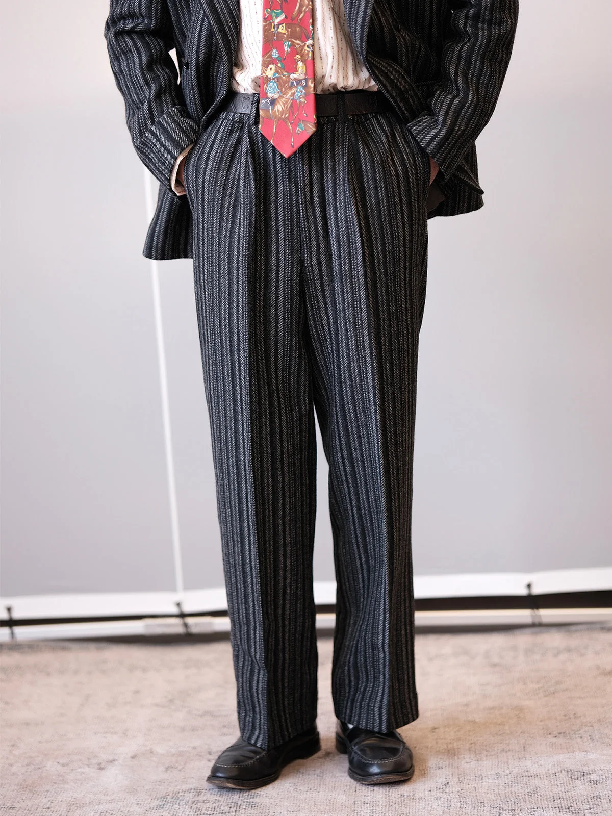 Vintage Pinstriped Wide-Leg Trousers