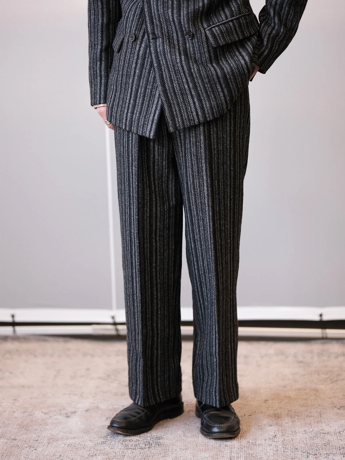 Vintage Pinstriped Wide-Leg Trousers - Image 2