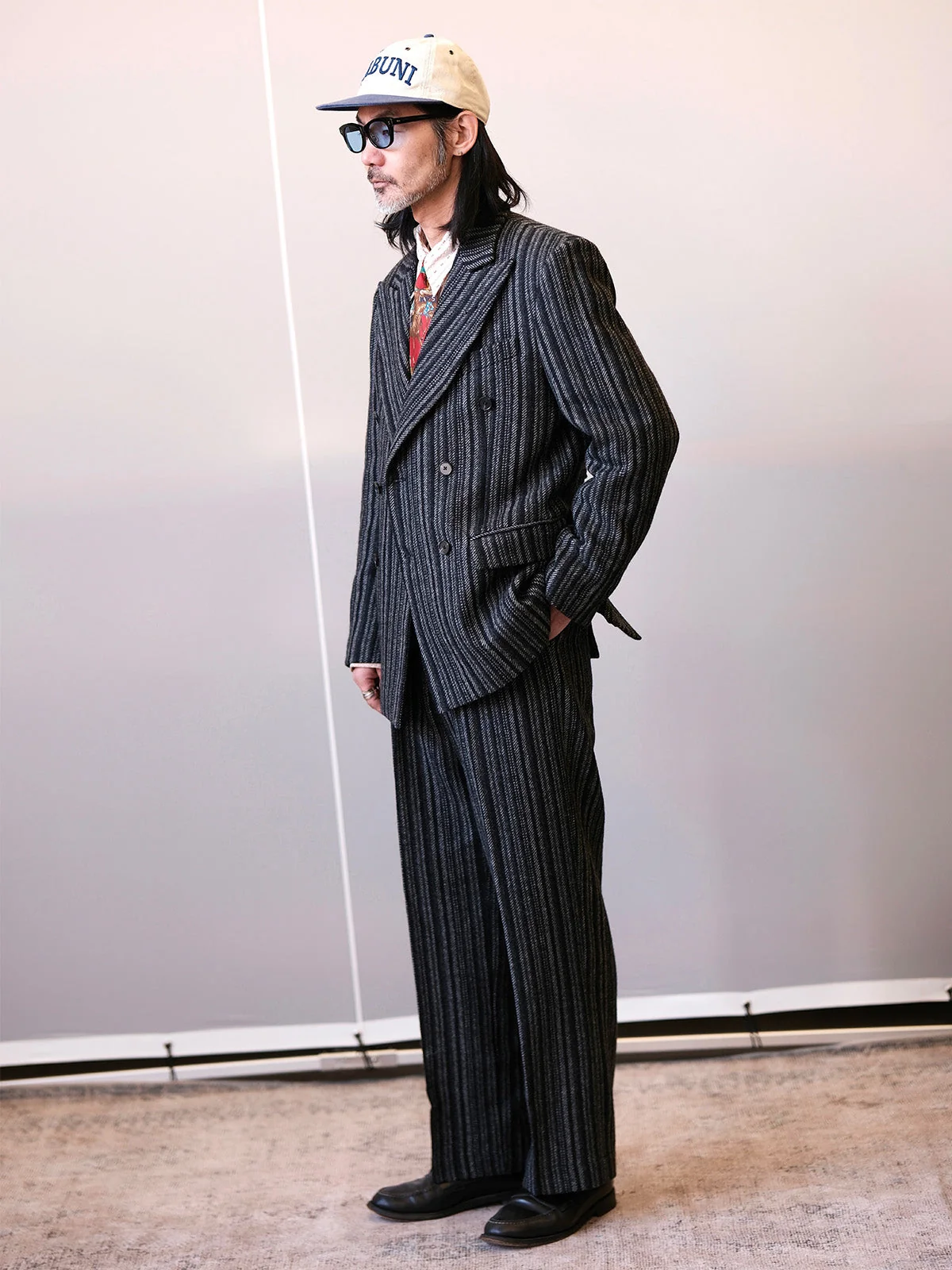 Vintage Pinstriped Wide-Leg Trousers - Image 3