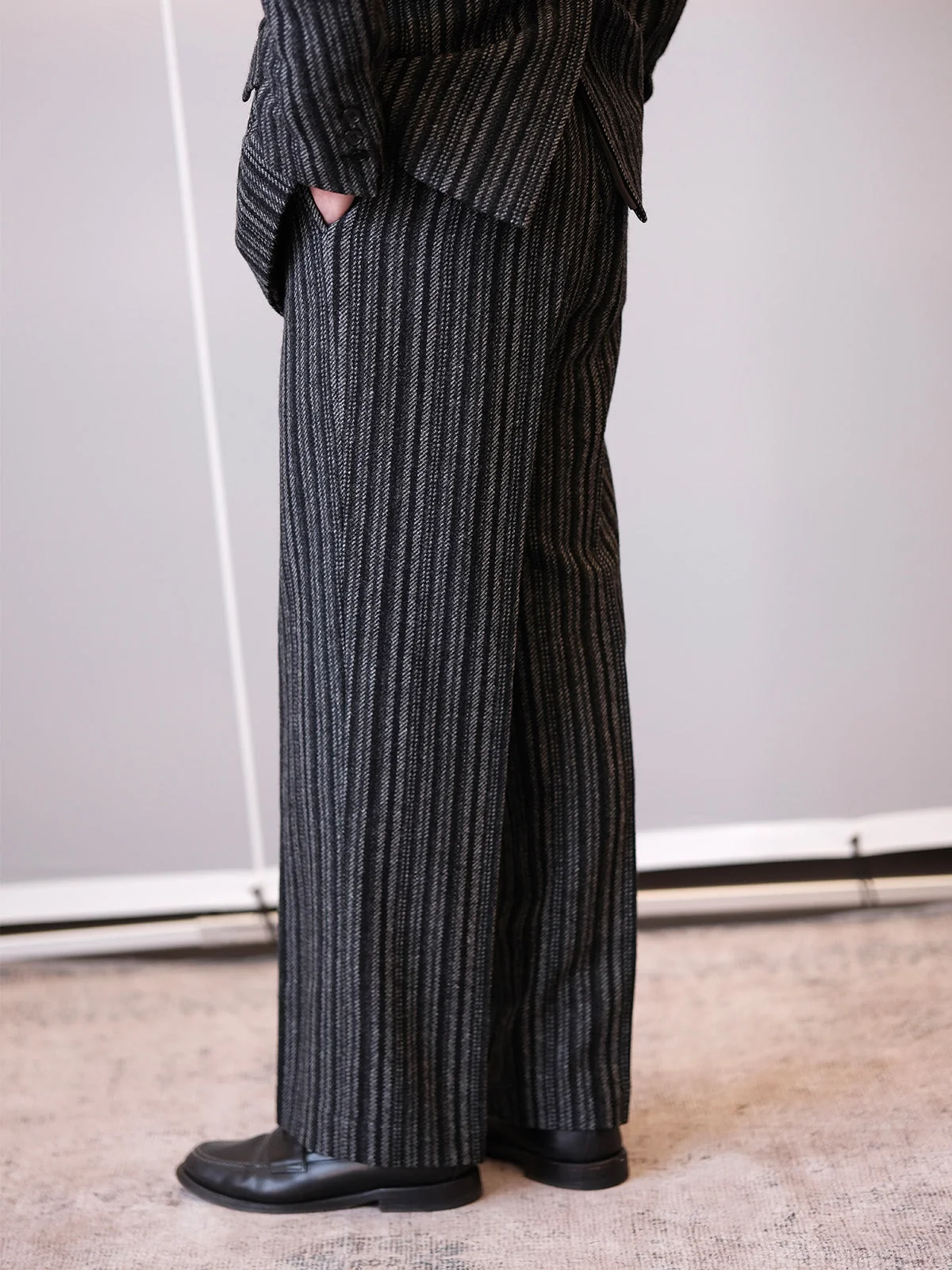 Vintage Pinstriped Wide-Leg Trousers - Image 4