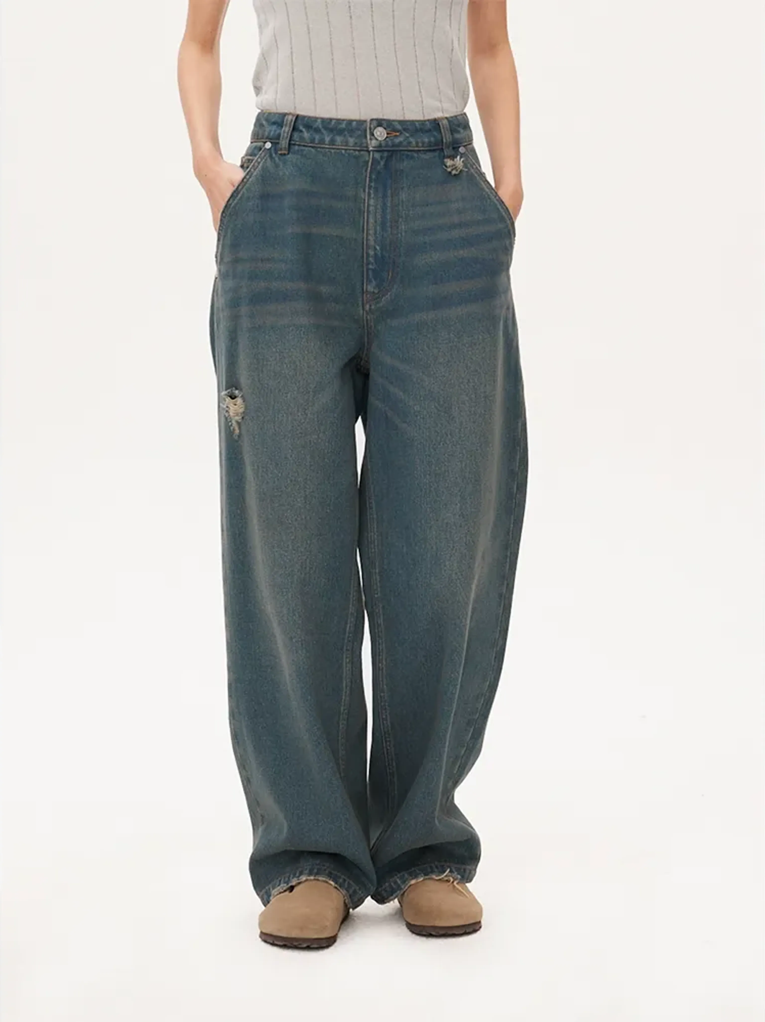 Vintage Tencel Cotton Wide-Leg Jeans - Image 6