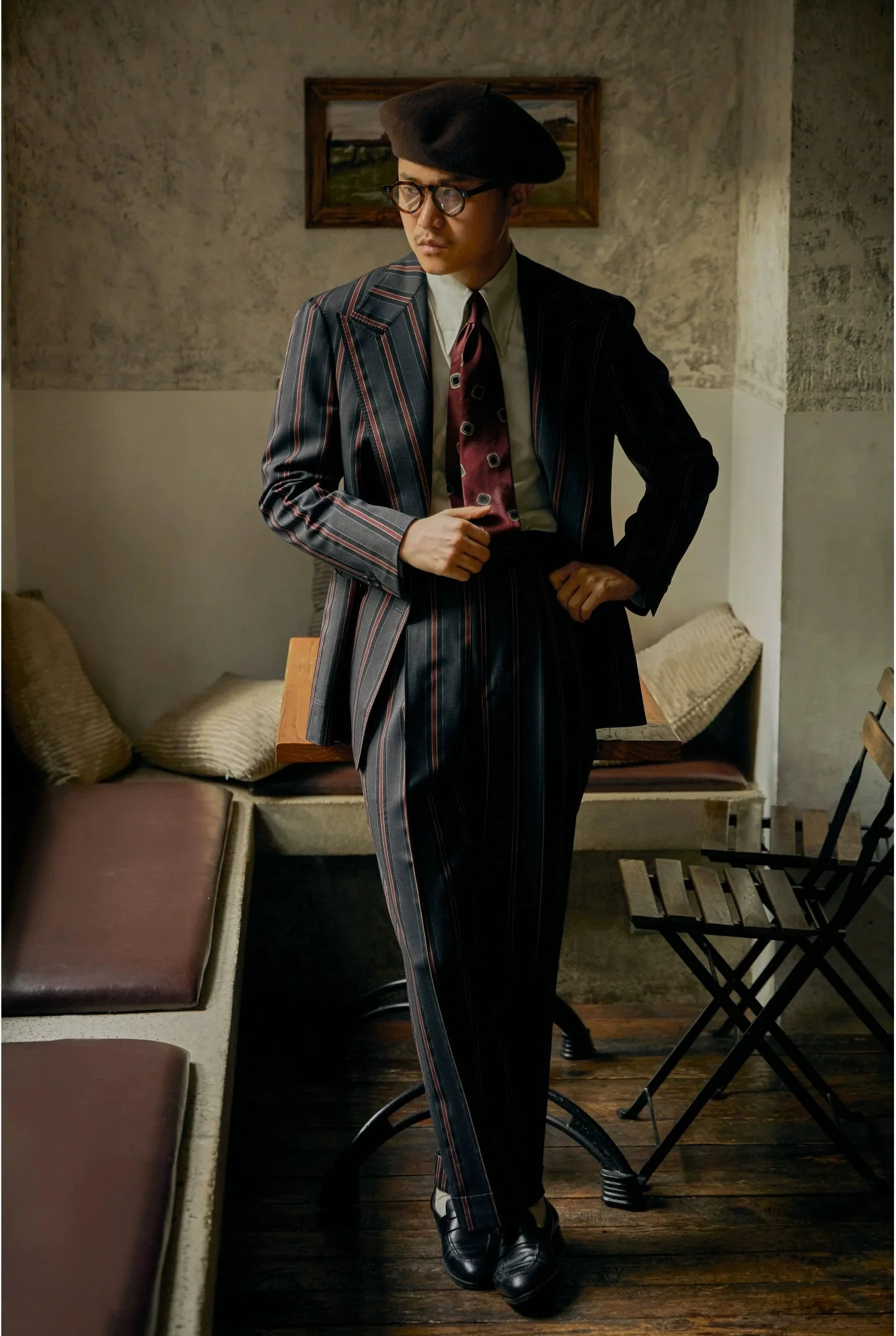 Vintage Venetian Stripe Wool Trousers