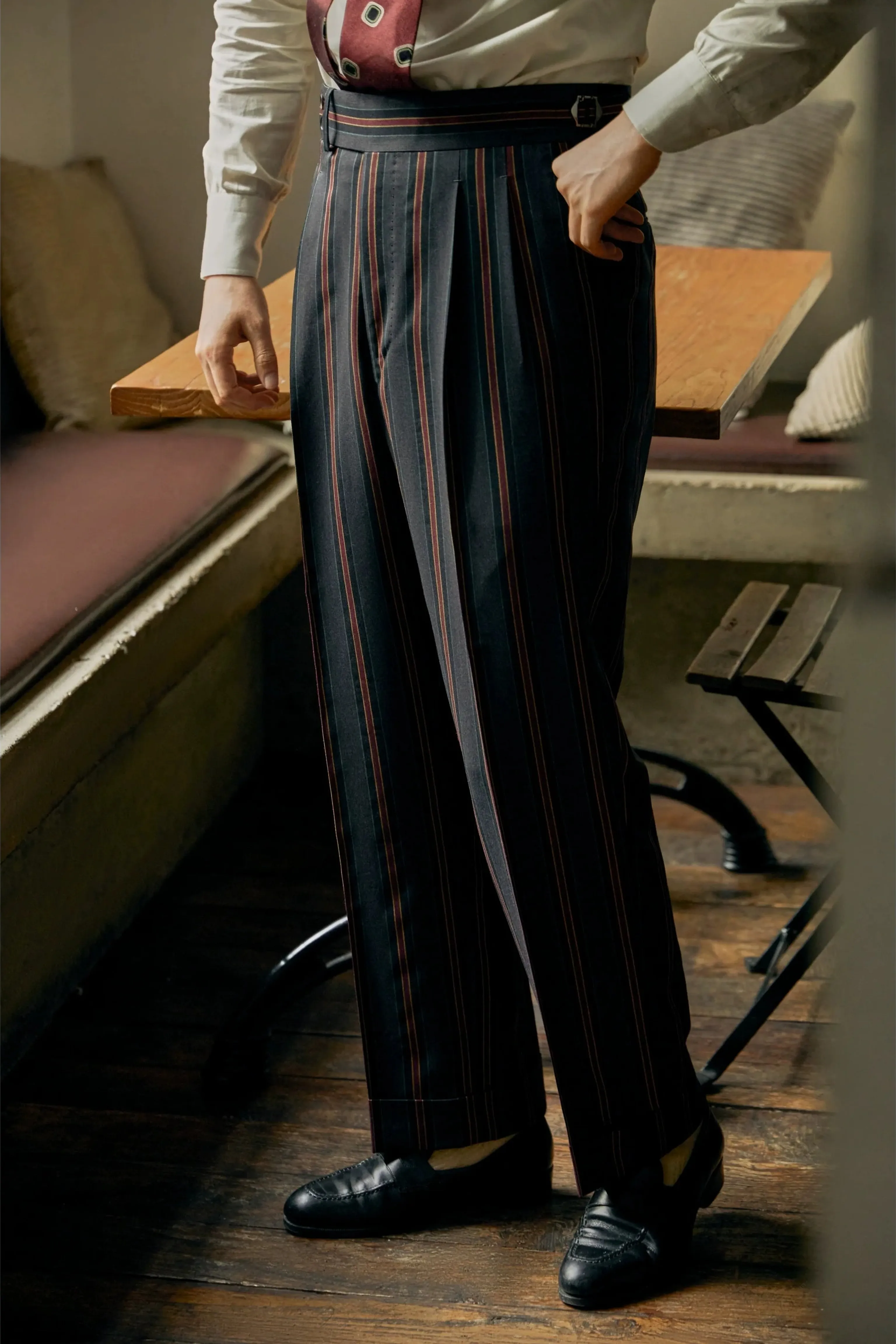 Vintage Venetian Stripe Wool Trousers - Image 2