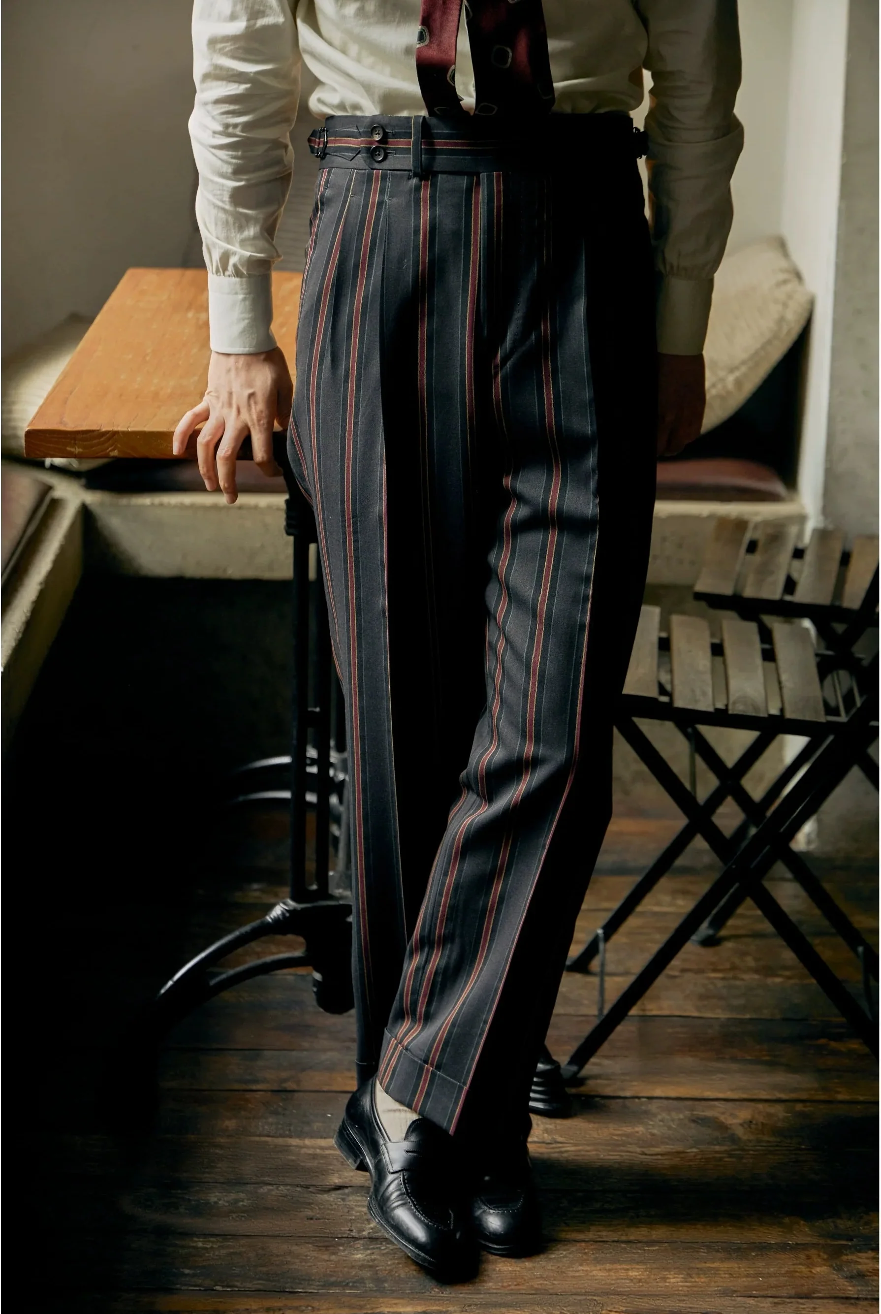 Vintage Venetian Stripe Wool Trousers - Image 5