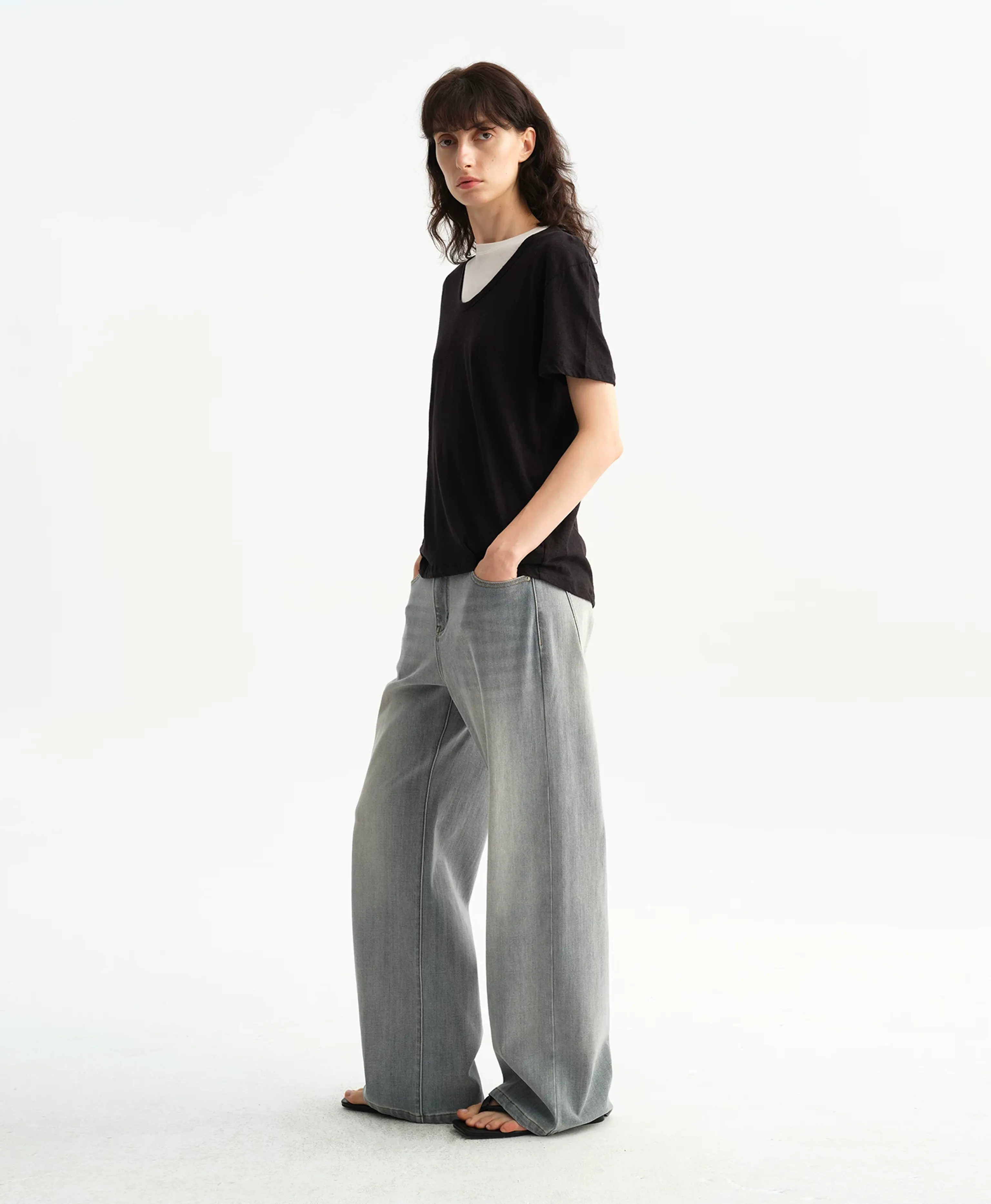 Vintage Wash Blue-Grey Wide-Leg Jeans - Image 3