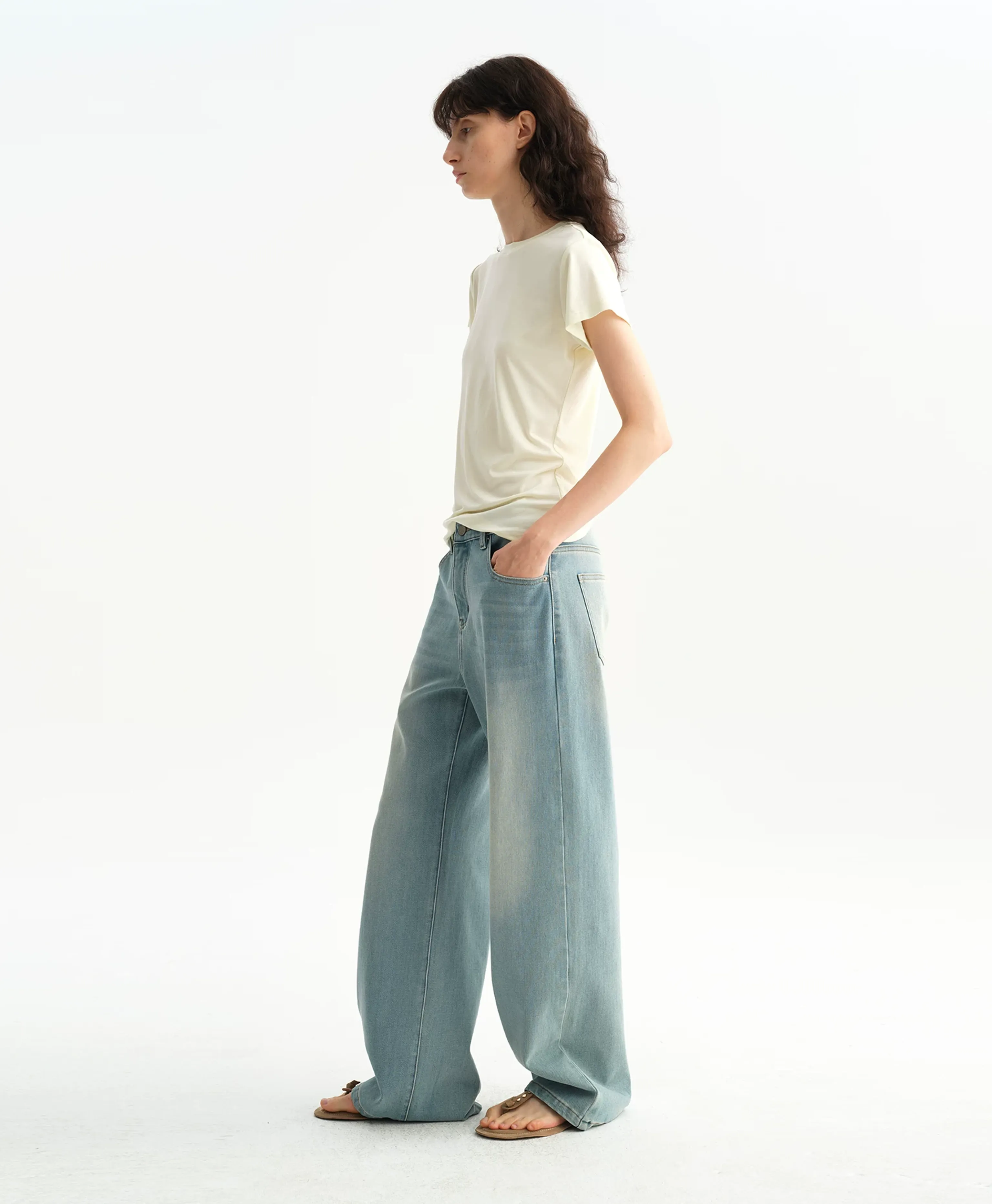 Vintage Wash Blue-Grey Wide-Leg Jeans - Image 4