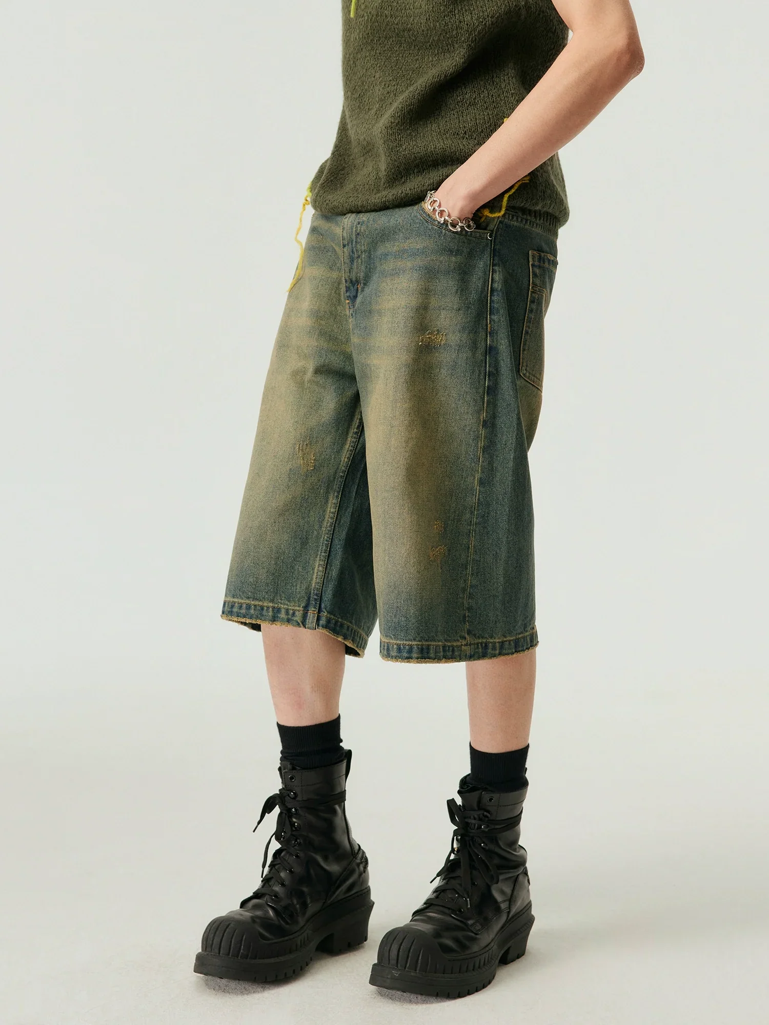 Vintage Wash Denim Bermuda Shorts - Image 2