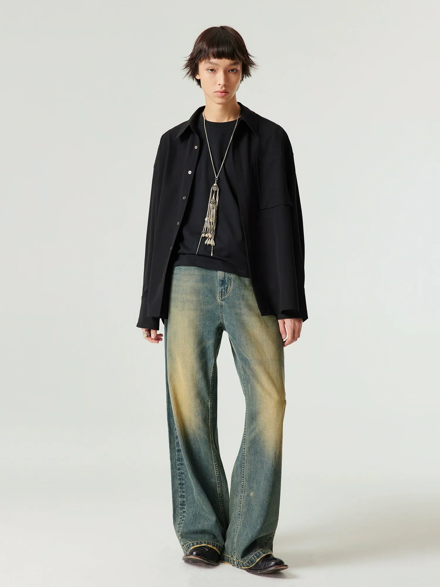 Vintage Wash Wide-Leg Jeans