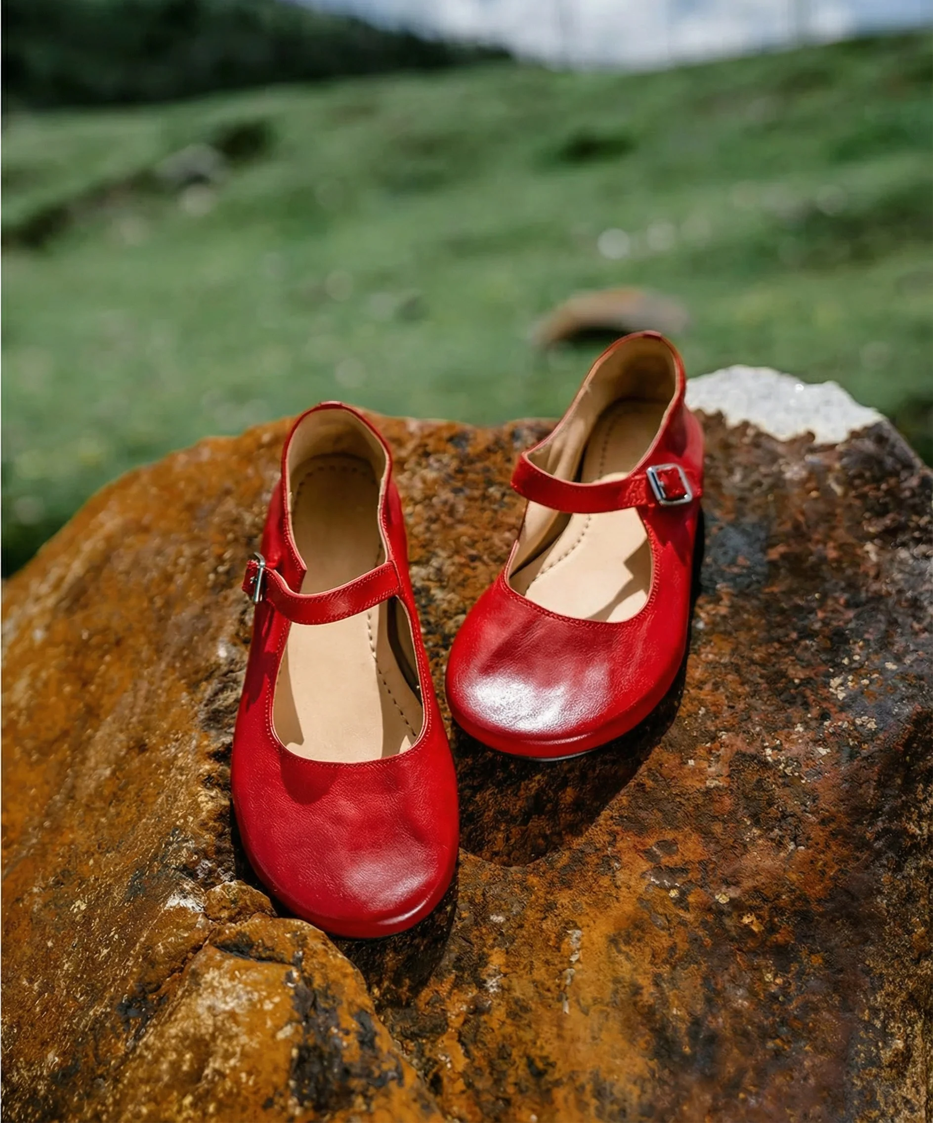Vintage Washed Leather Mary Jane Flats - Image 6