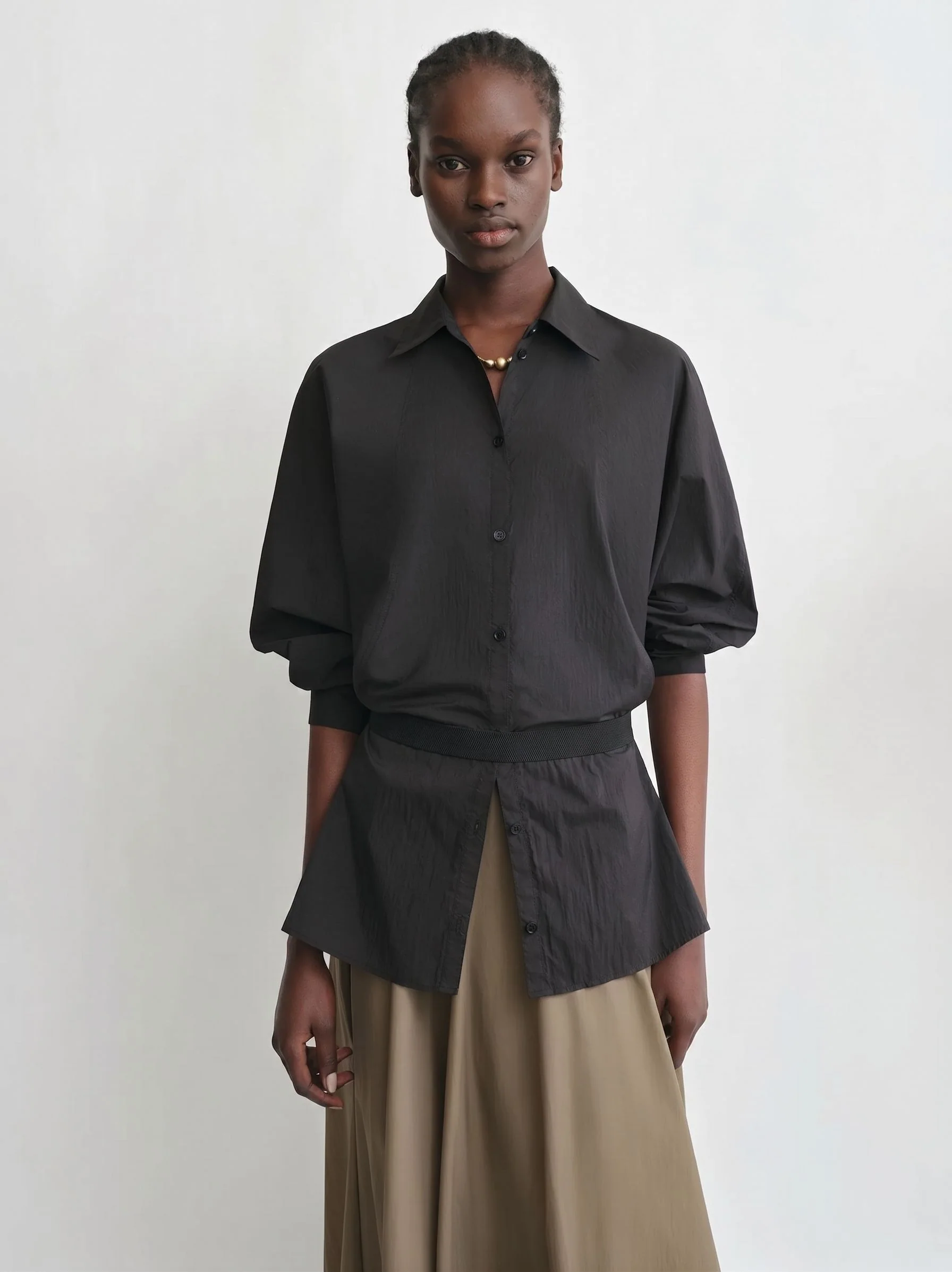 Waist-Cinch Batwing Shirt
