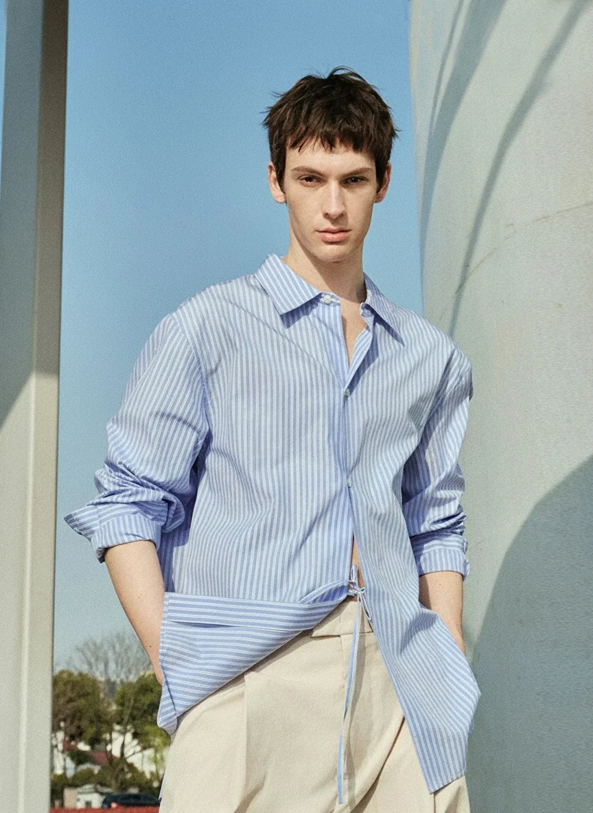 Waist-Tie Striped Shirt - Image 5