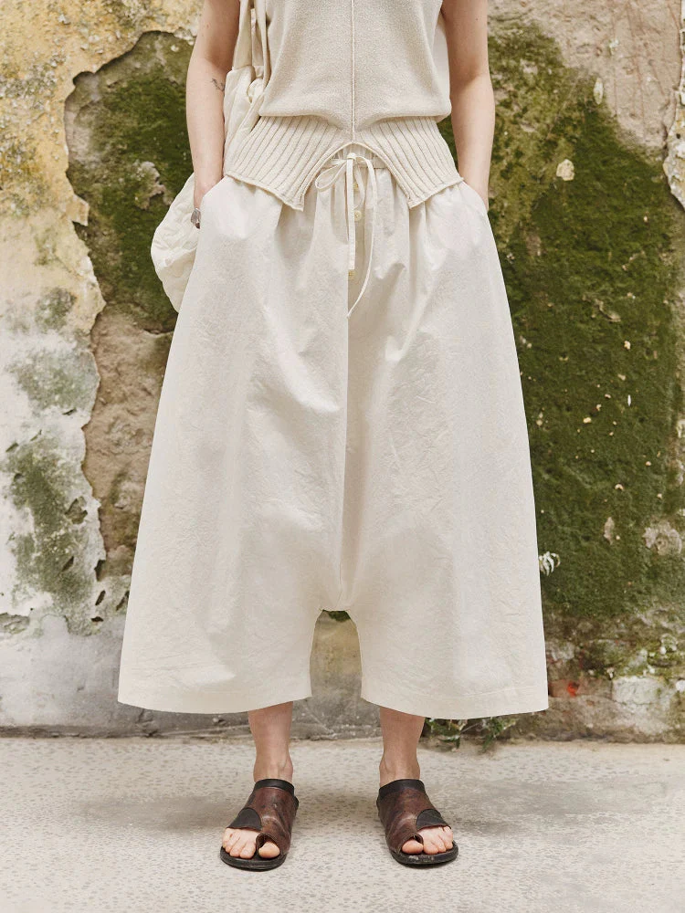 Warm White Drawstring Culottes