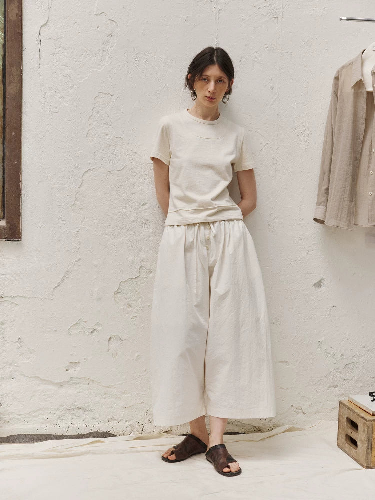 Warm White Drawstring Culottes - Image 2