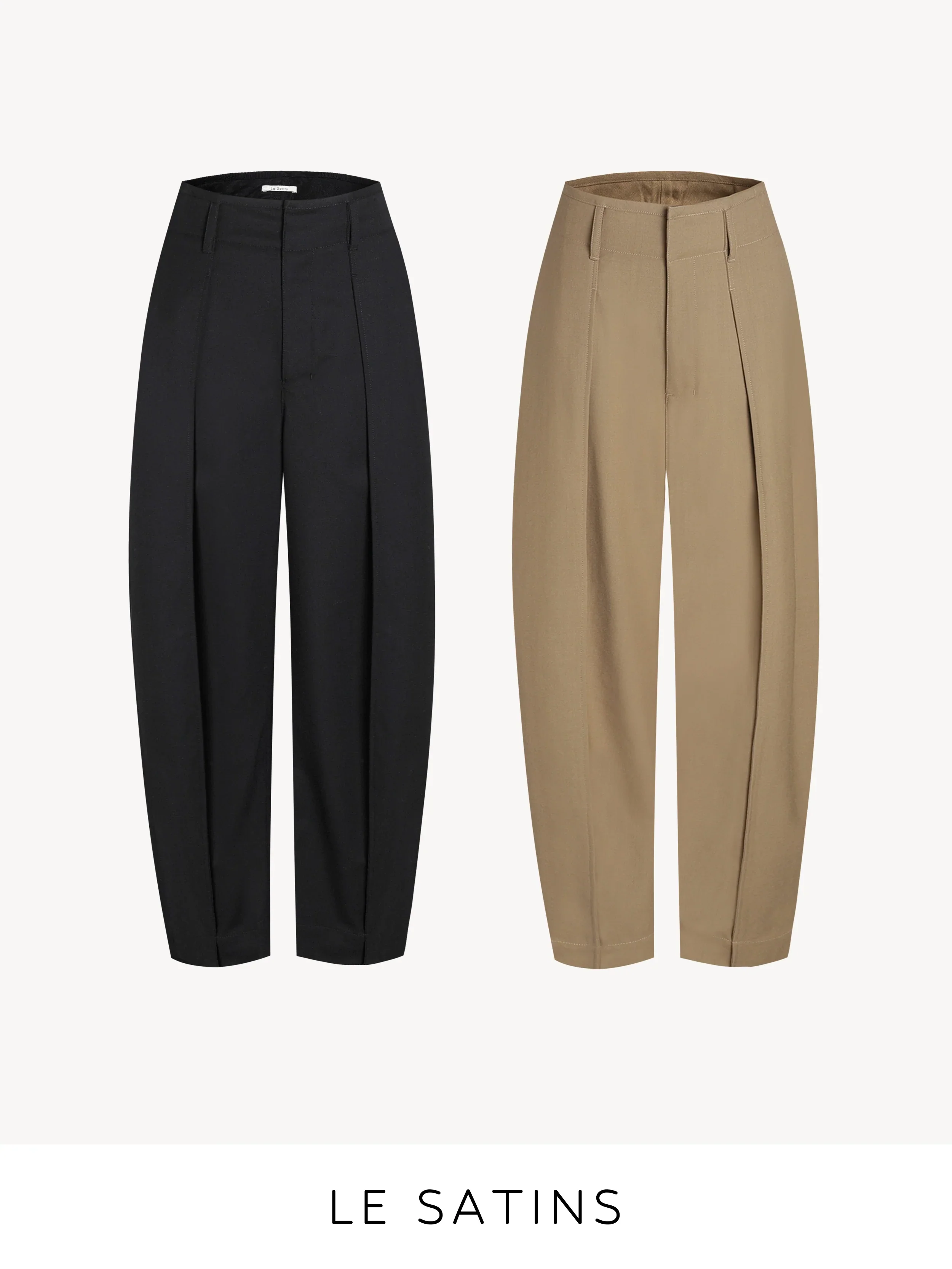 Washable Worsted Wool Curved Taper Trousers