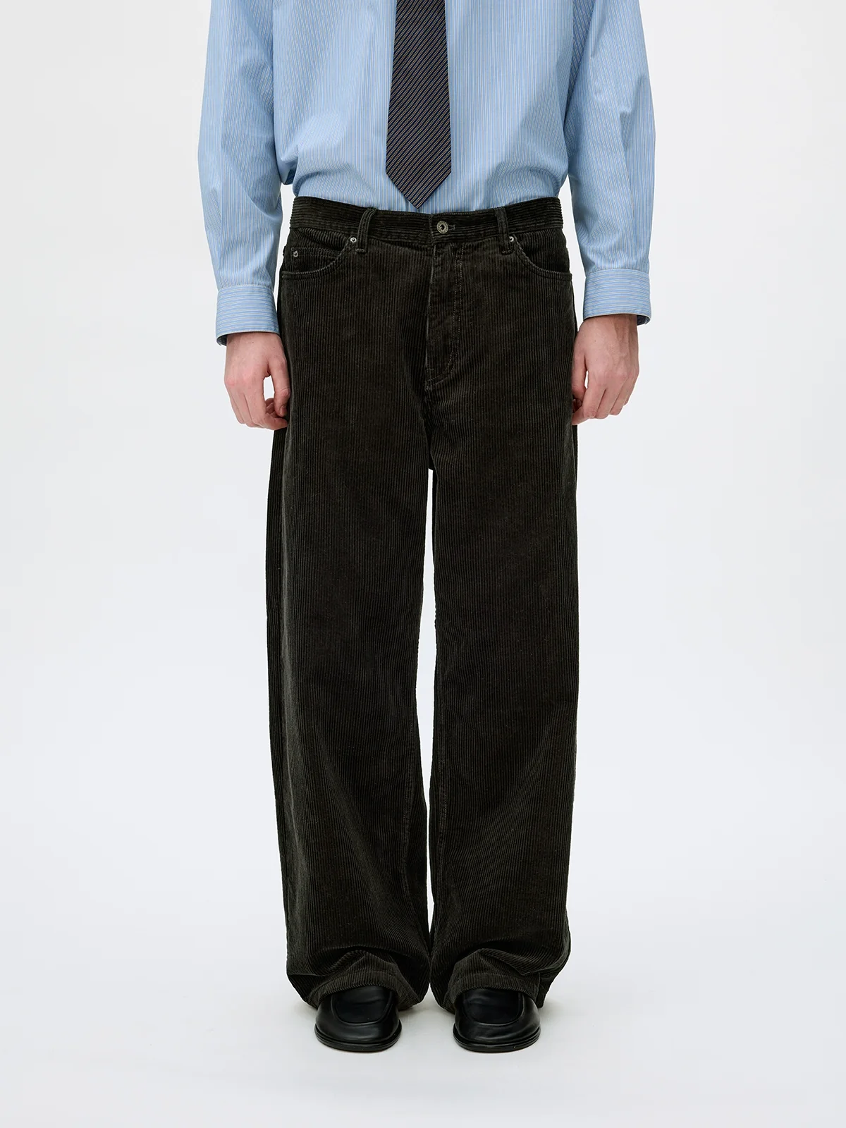 Washed 8‑Wale Corduroy Loose‑Straight Trousers - Image 3