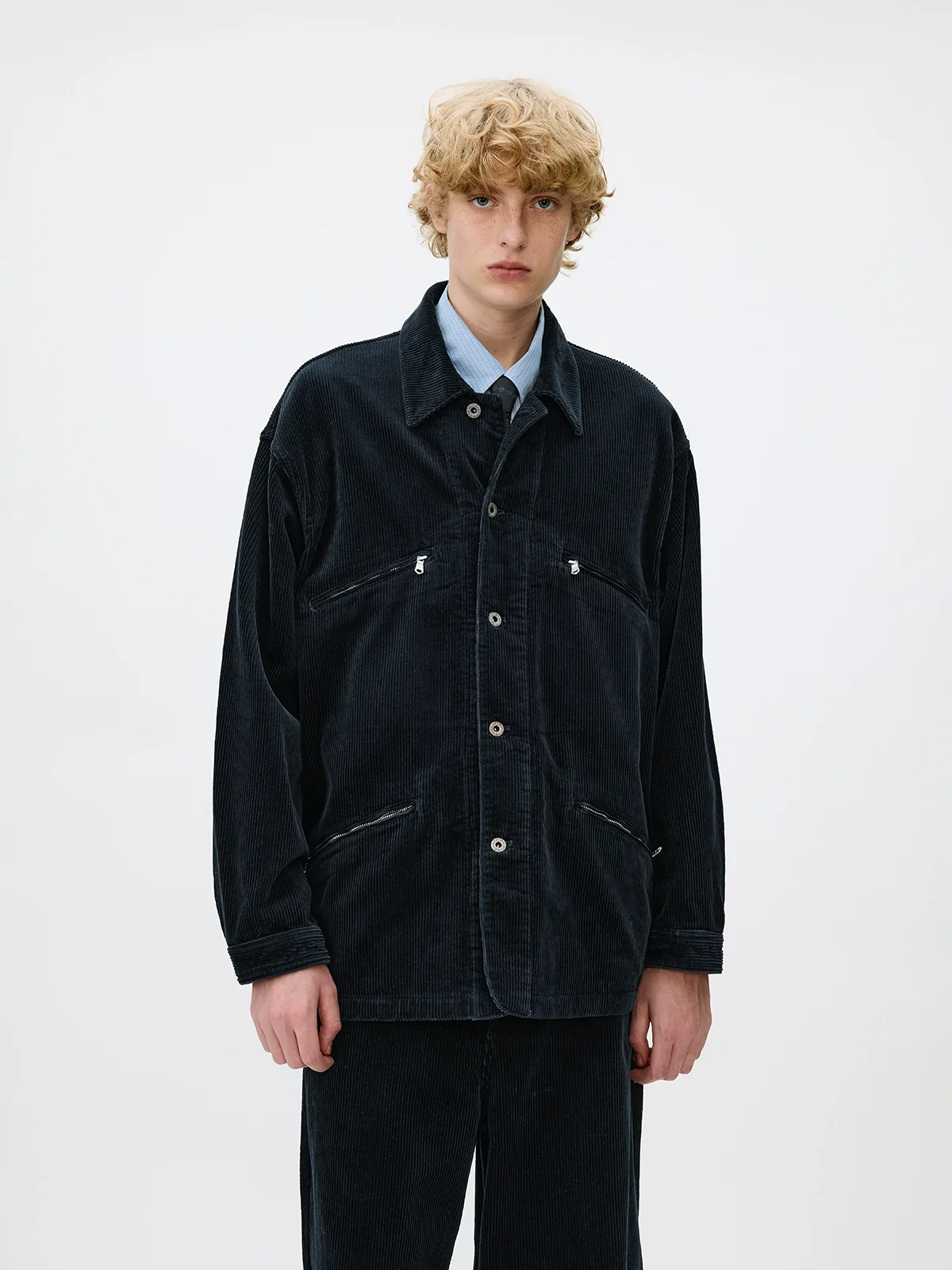 Washed 8-wale Corduroy Overshirt Jacket - Image 4