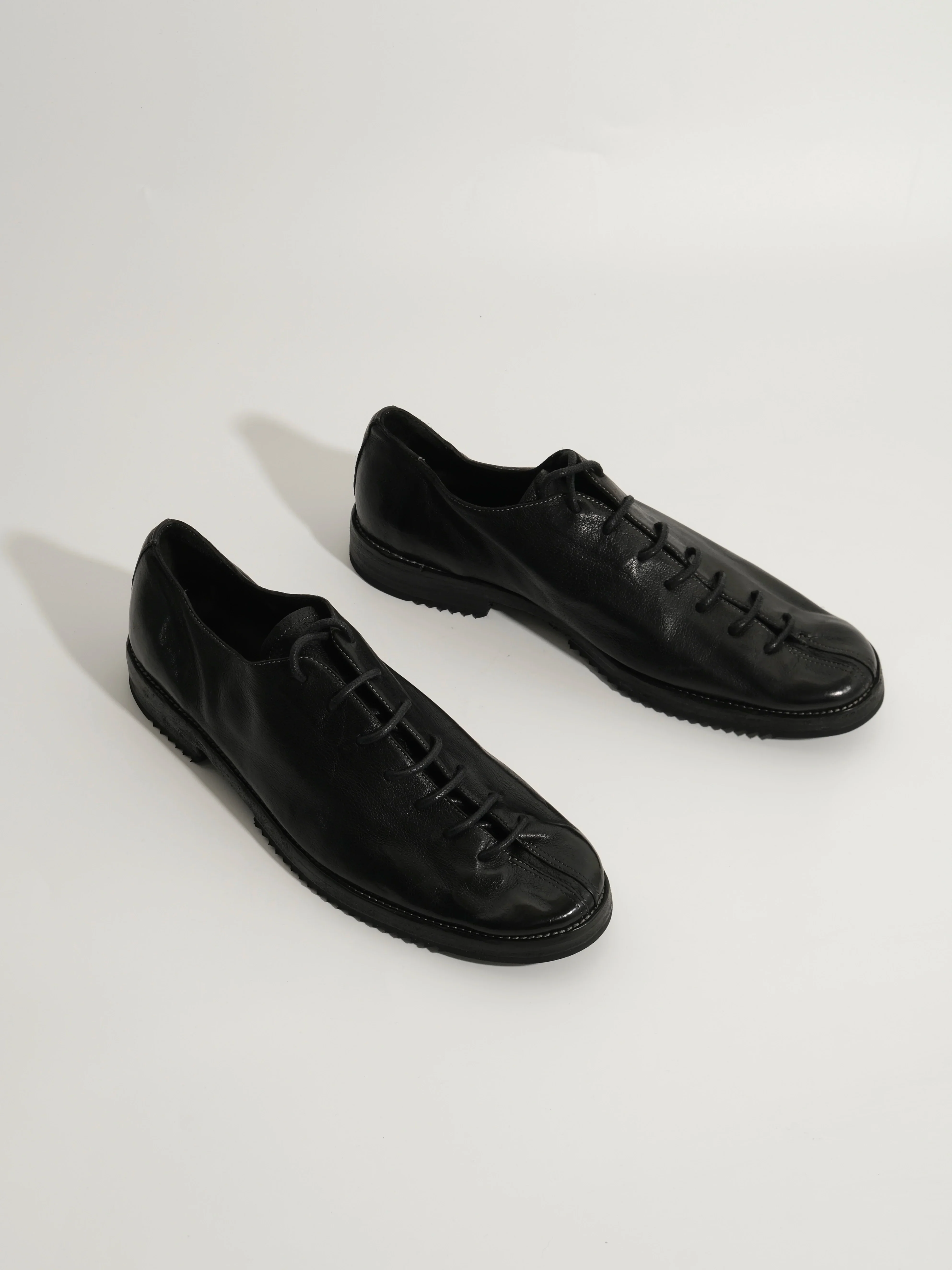 Washed Black Italian Leather Goodyear-Welt Lace-Up Shoes - Image 2