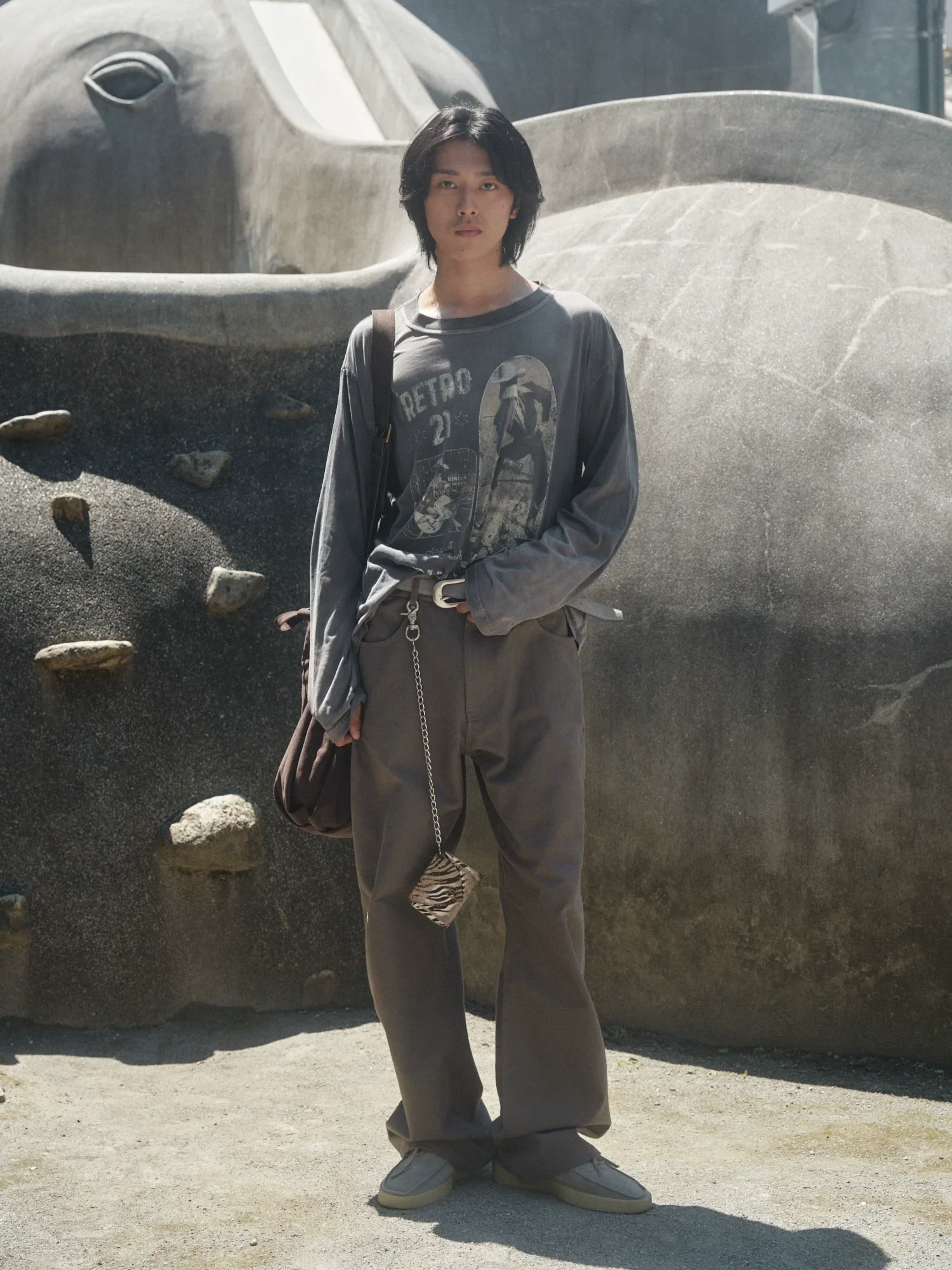 Washed Charcoal Western Graphic Long-Sleeve Tee - Image 4