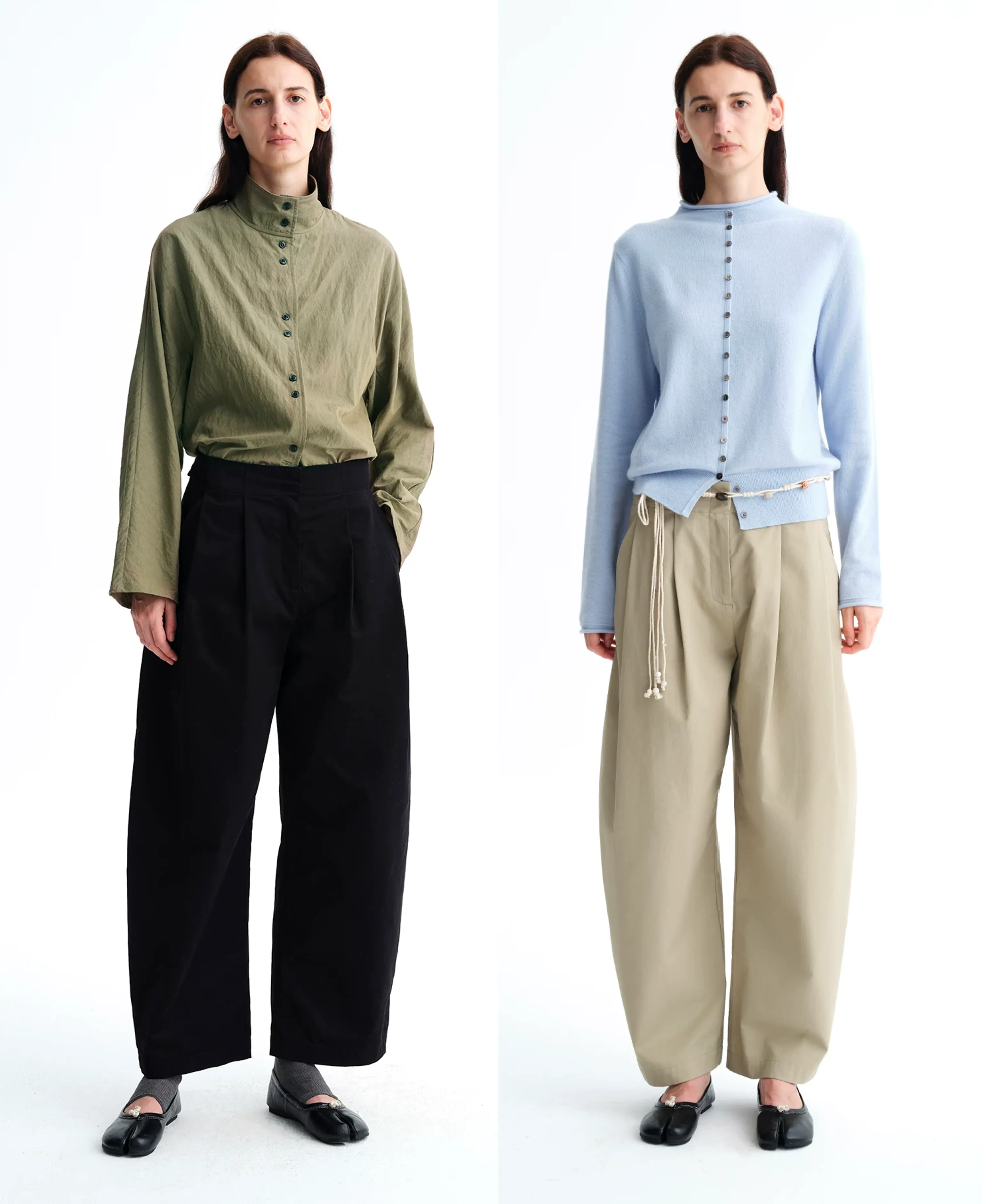 Washed Cotton Barrel-Leg Trousers - Image 2