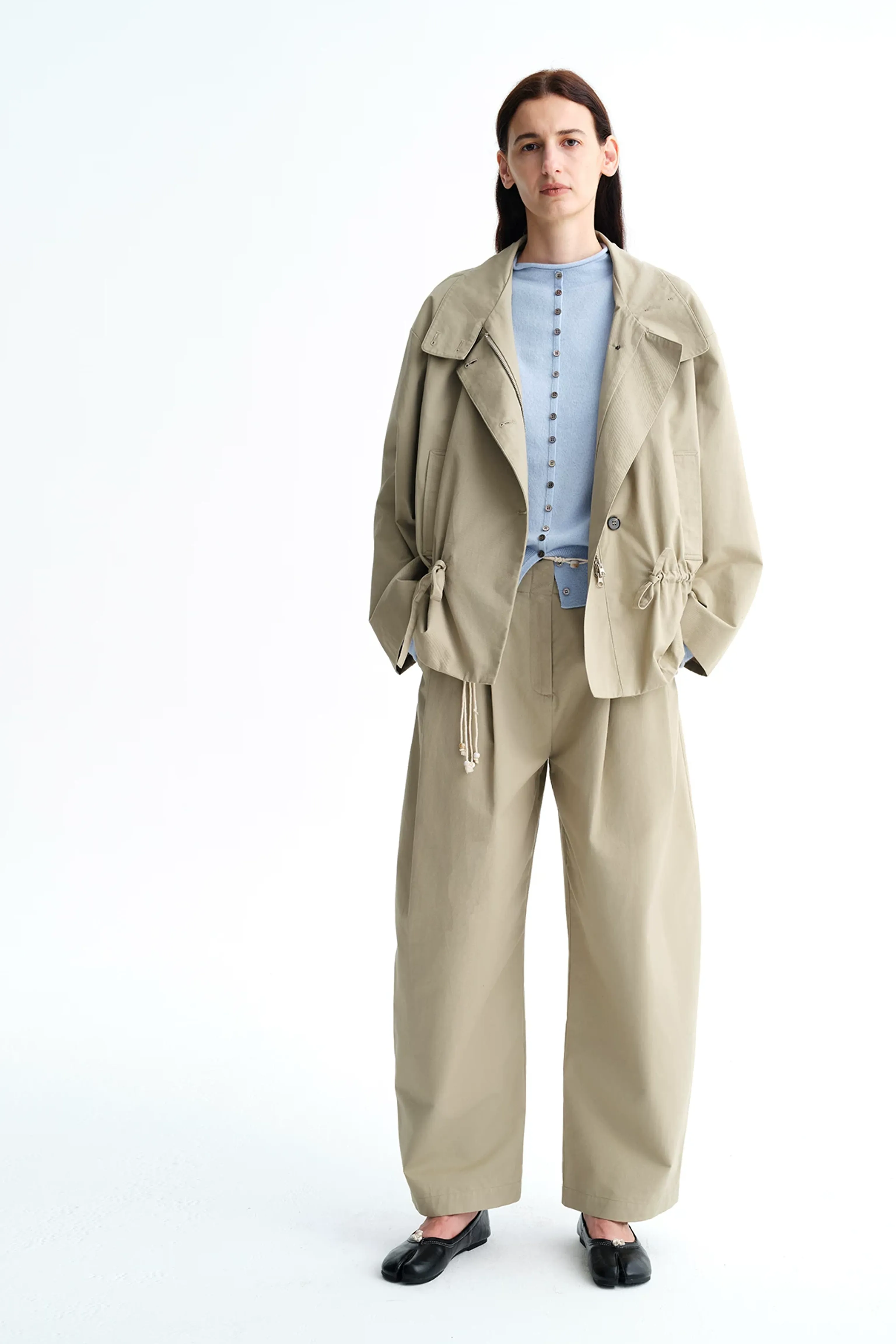 Washed Cotton Barrel-Leg Trousers - Image 3