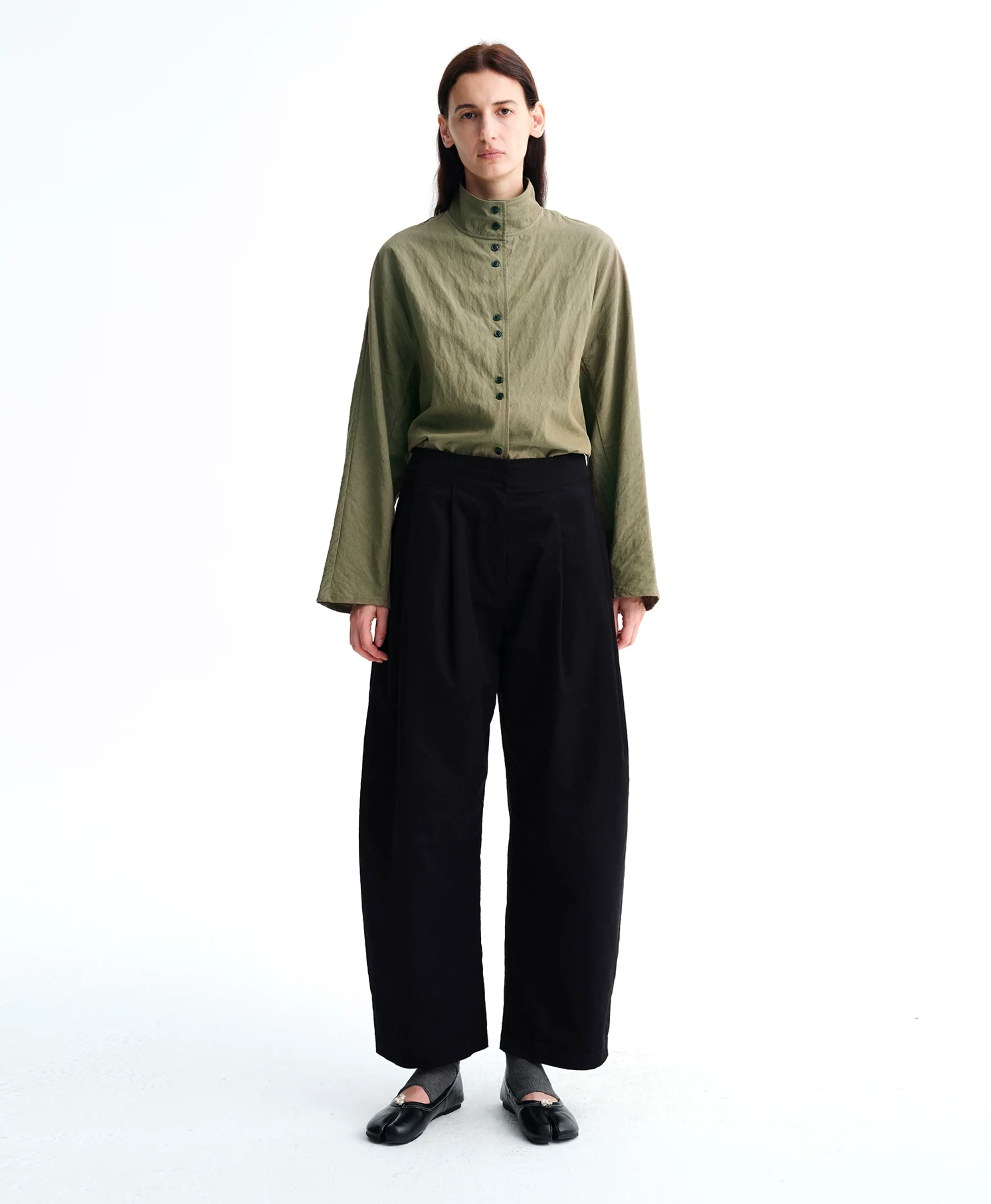 Washed Cotton Barrel-Leg Trousers - Image 5