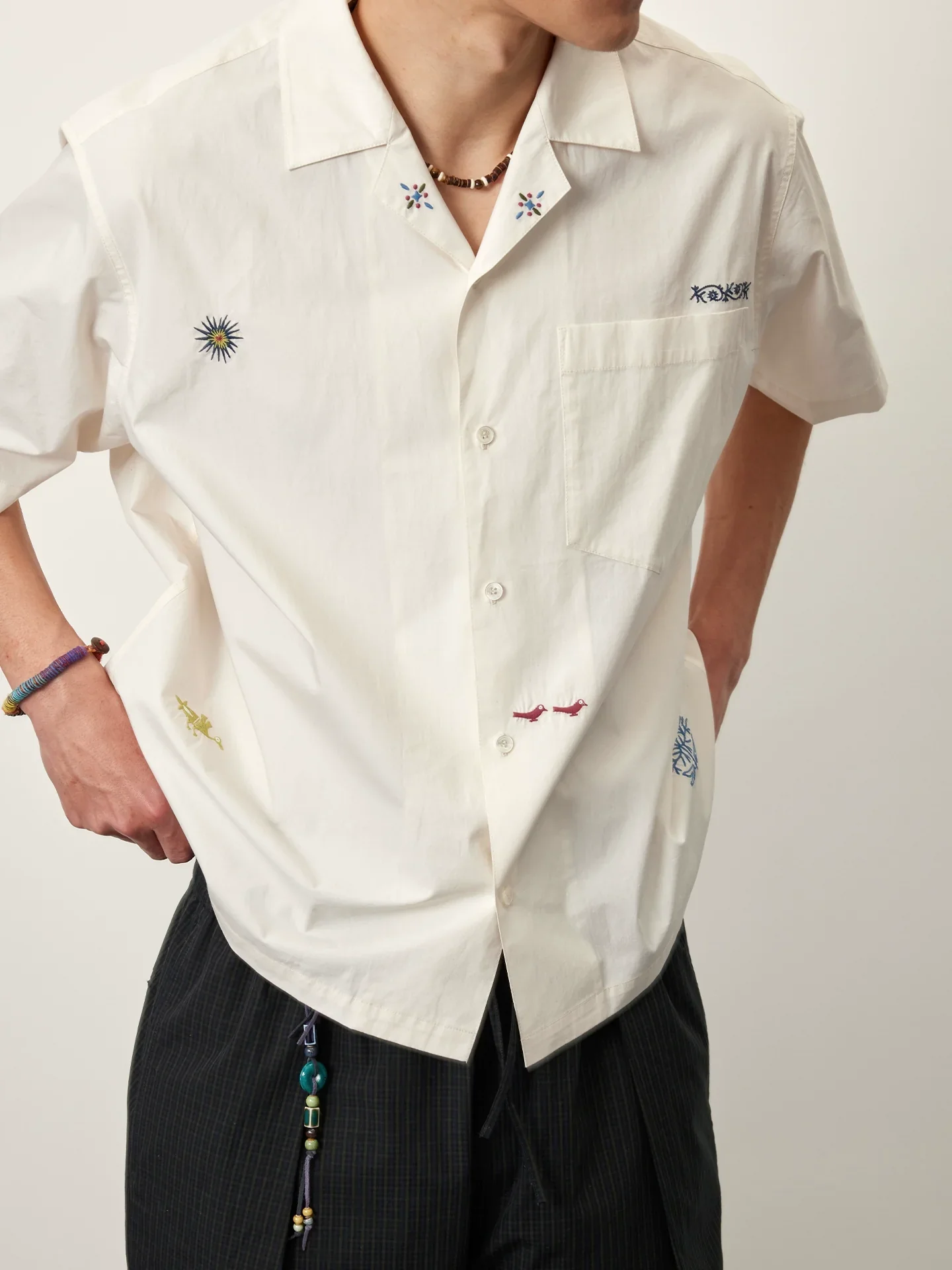 Washed Cotton Cuban Collar Shirt - Image 4