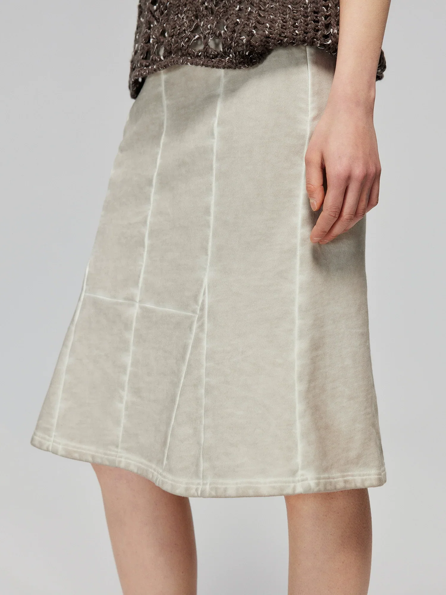 Washed Cotton Knit Fishtail Skirt - Image 2