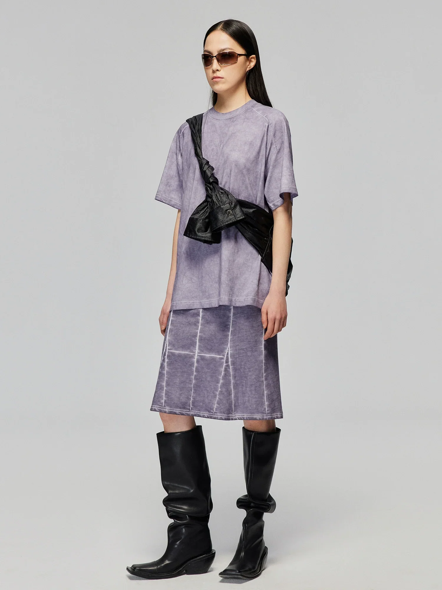 Washed Cotton Knit Fishtail Skirt - Image 4