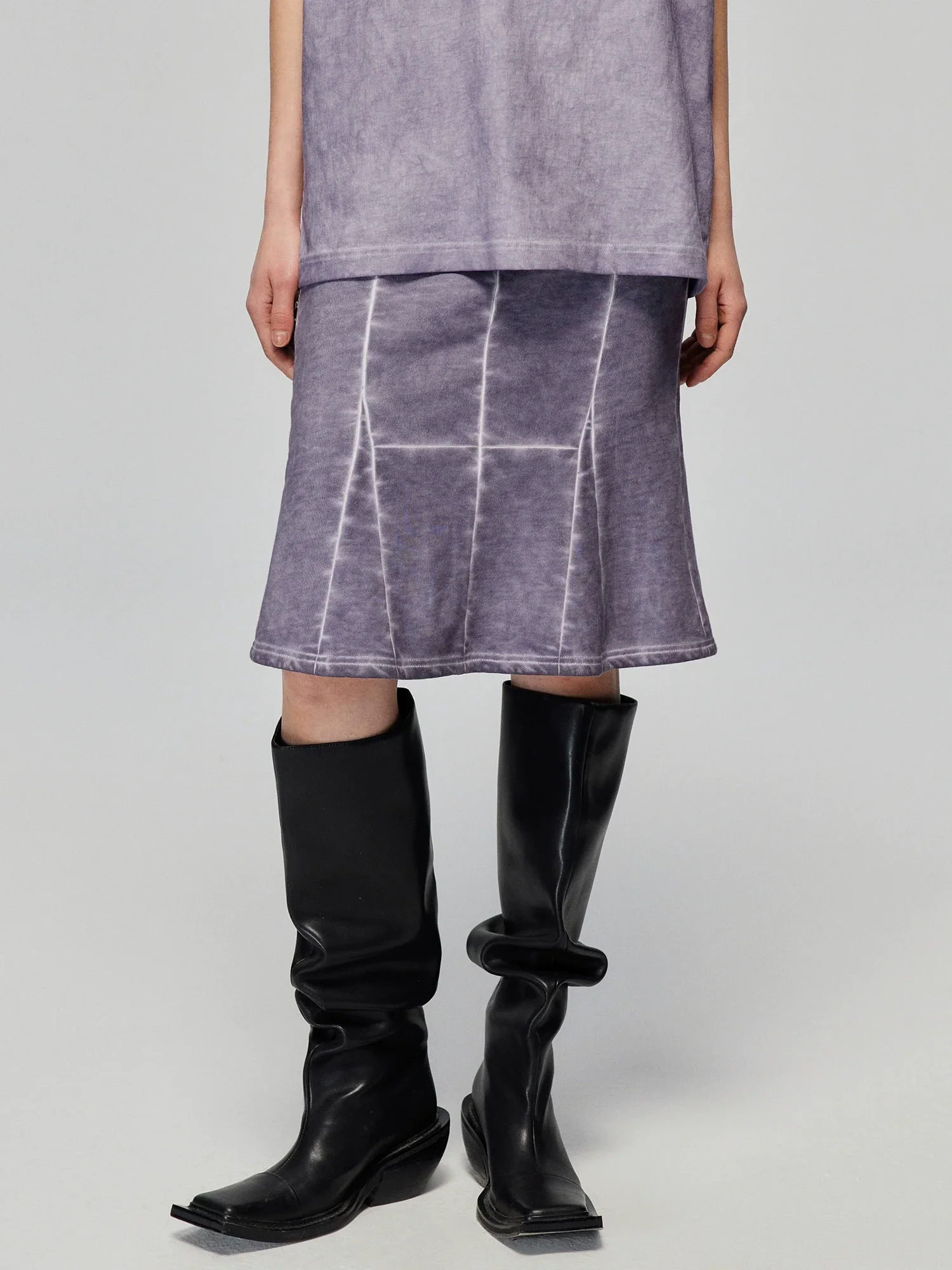 Washed Cotton Knit Fishtail Skirt - Image 5