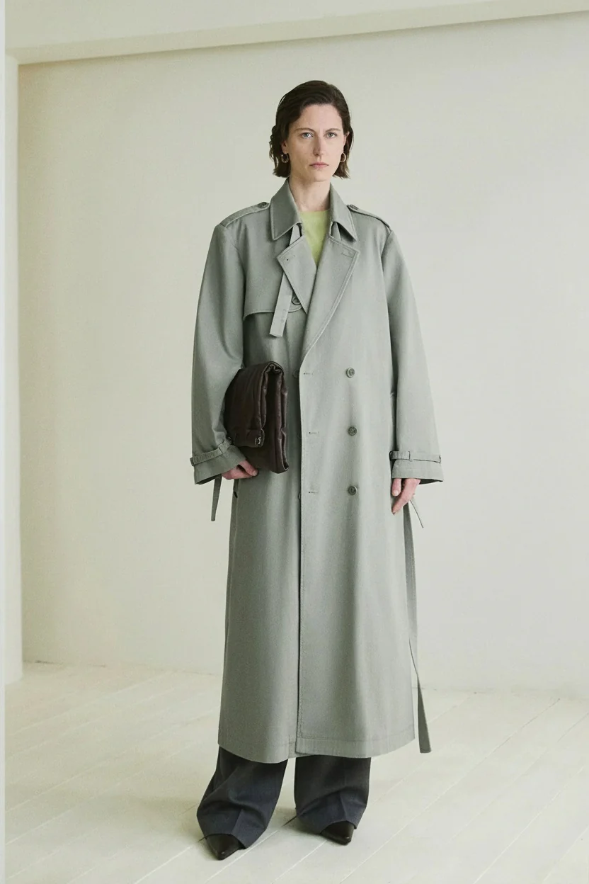 Washed Cotton Maxi Trench Coat