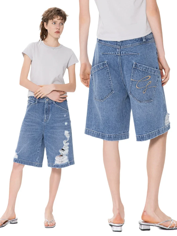 Washed Denim Bermuda Shorts - Image 2