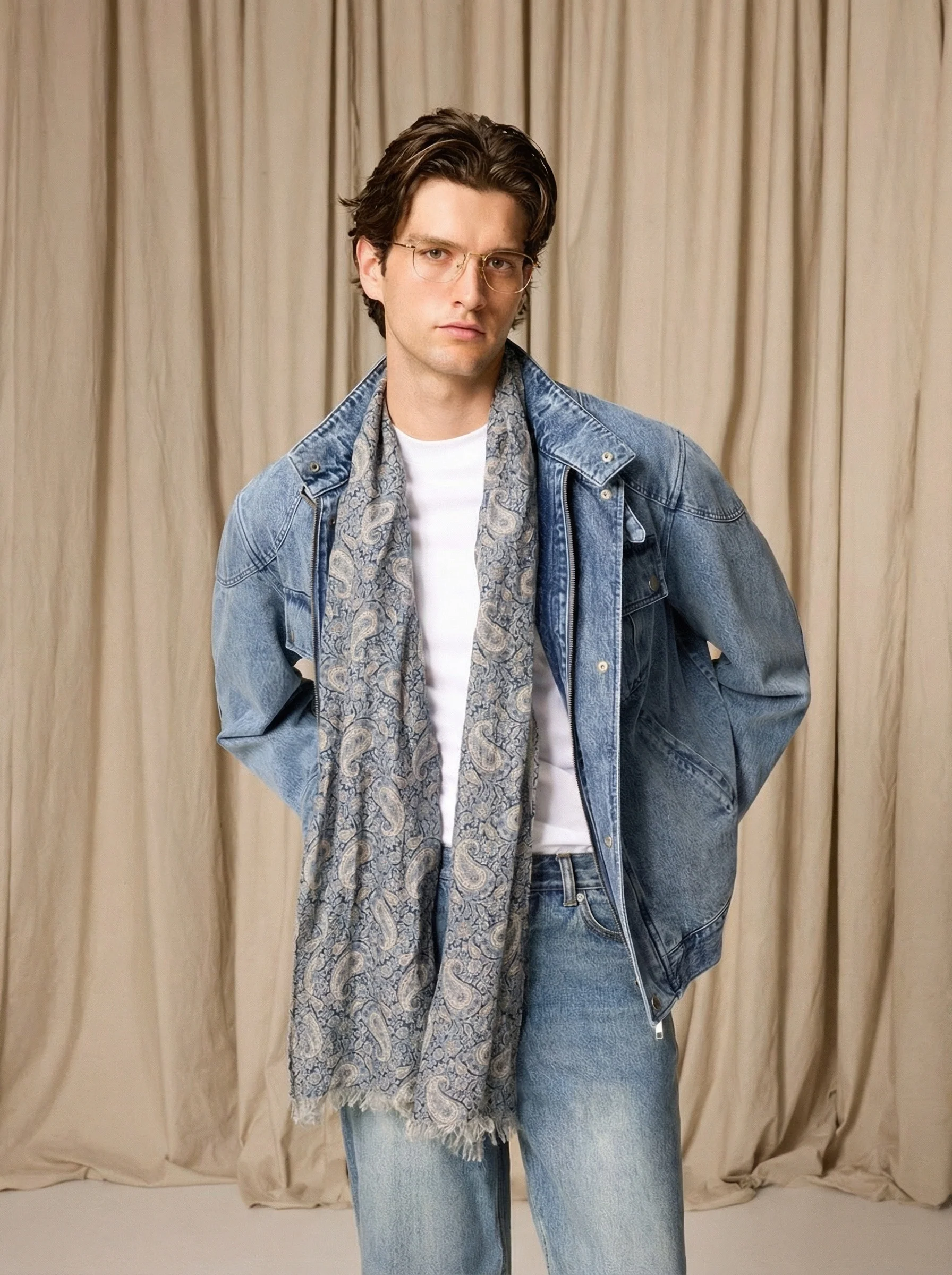 Washed Denim Biker Jacket - Image 2