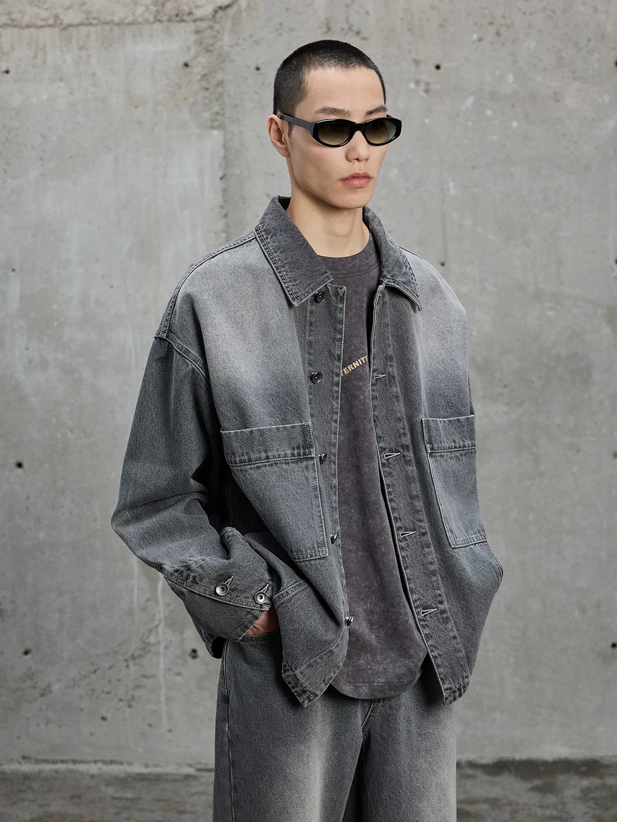 Washed Denim Shirt Jacket - Image 2