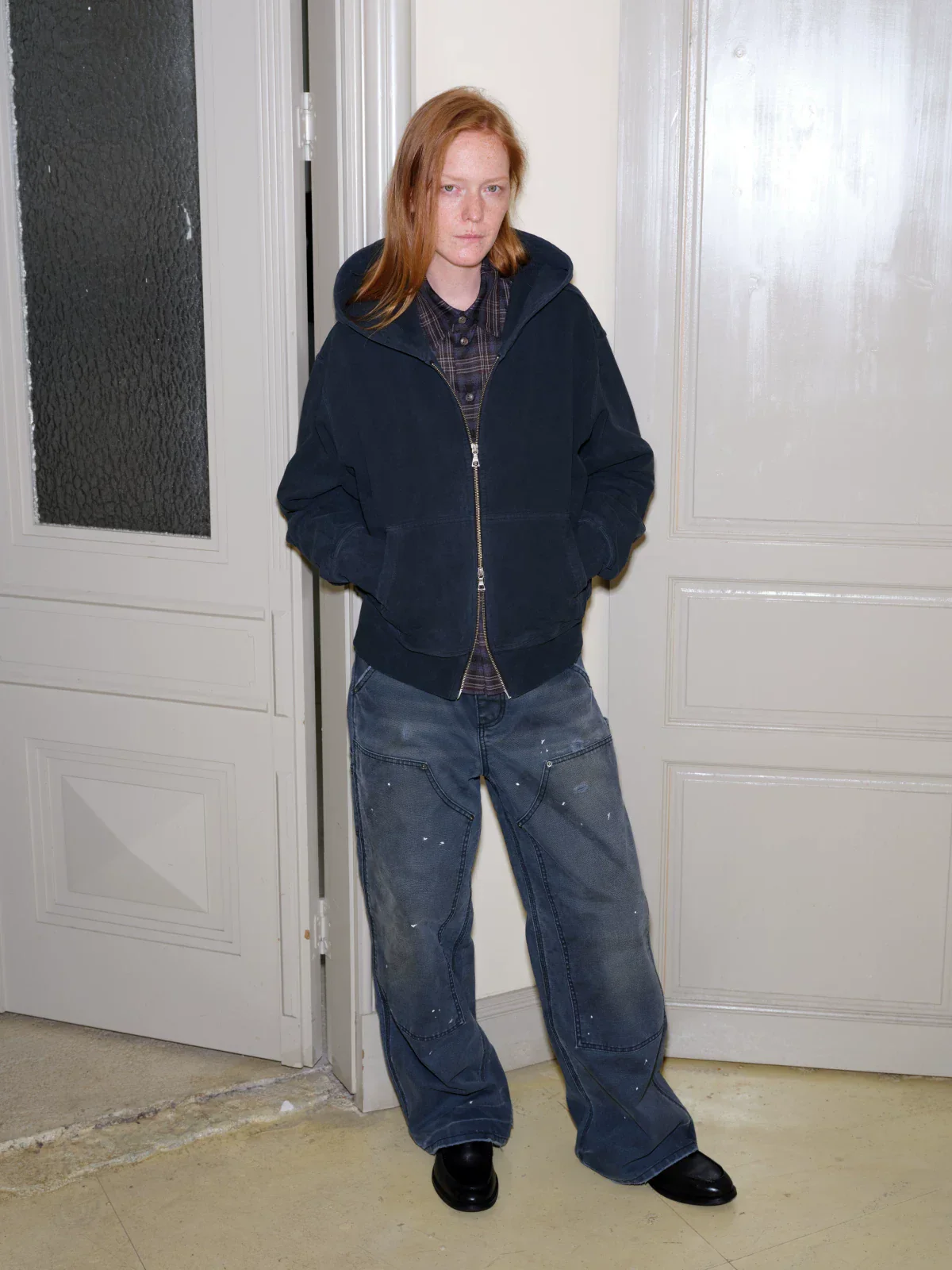Washed Double-Zip Cropped Hoodie - Image 2