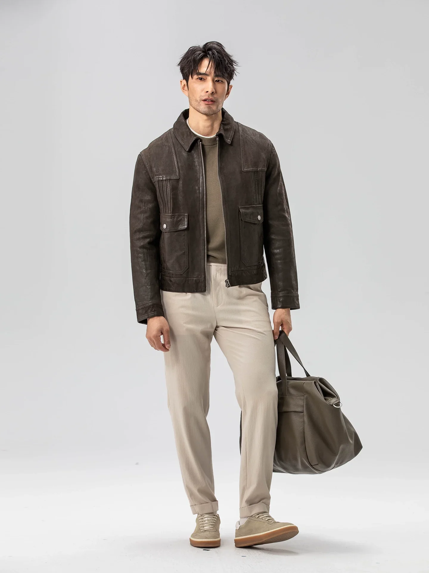 Washed Goatskin Zip Jacket - Image 3