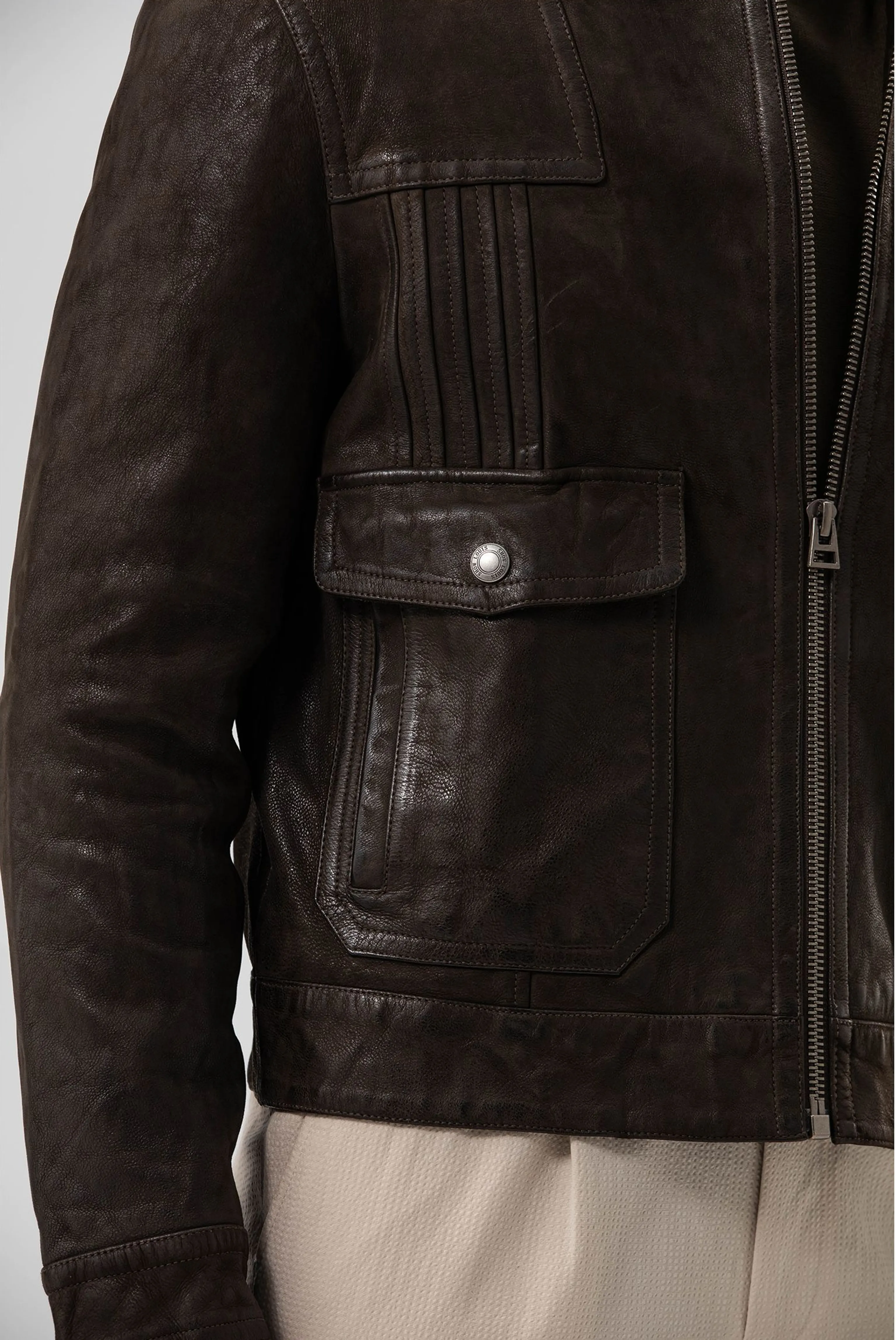 Washed Goatskin Zip Jacket - Image 6
