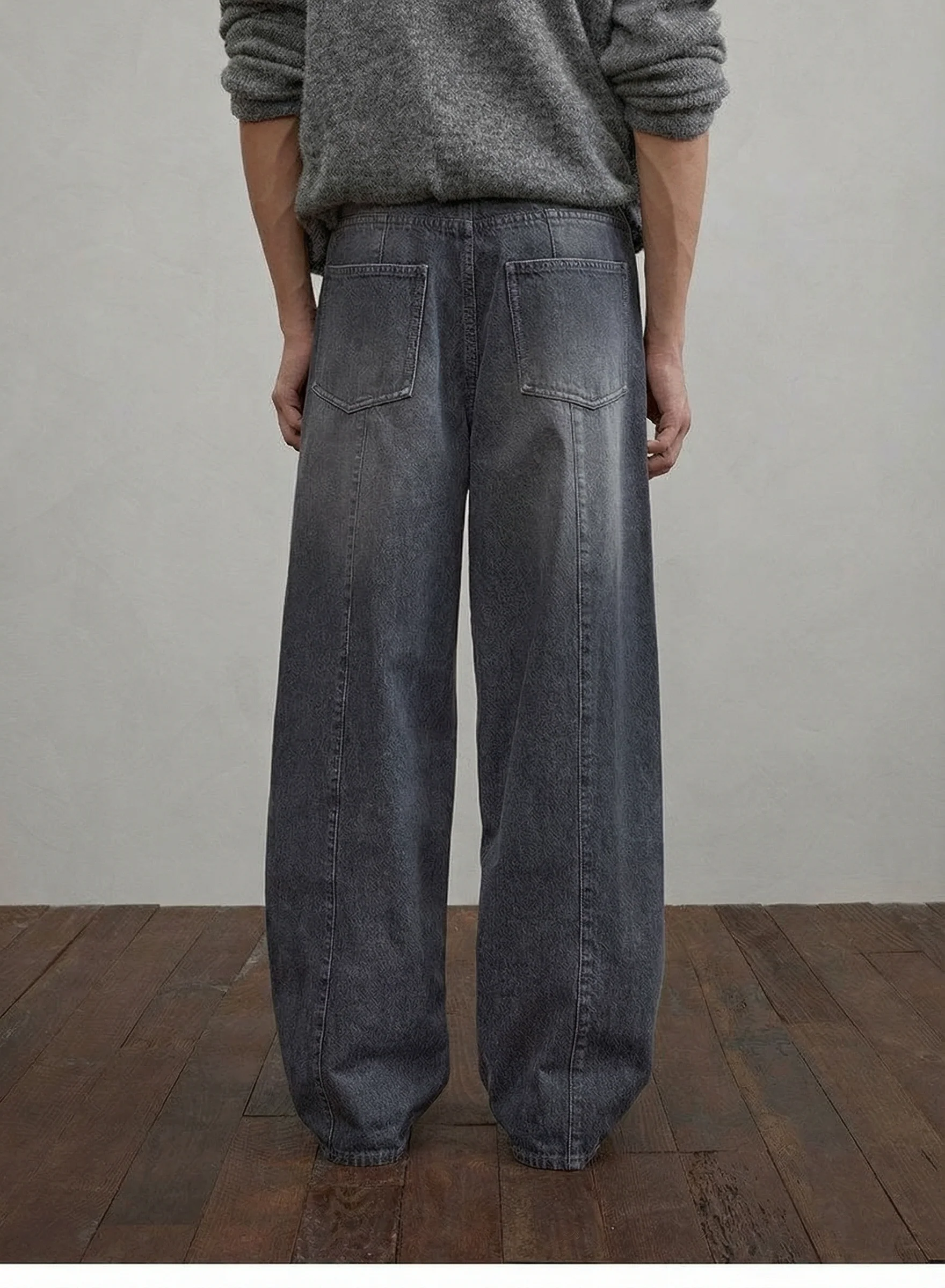 Washed Grey Wide-Leg Jeans - Image 3